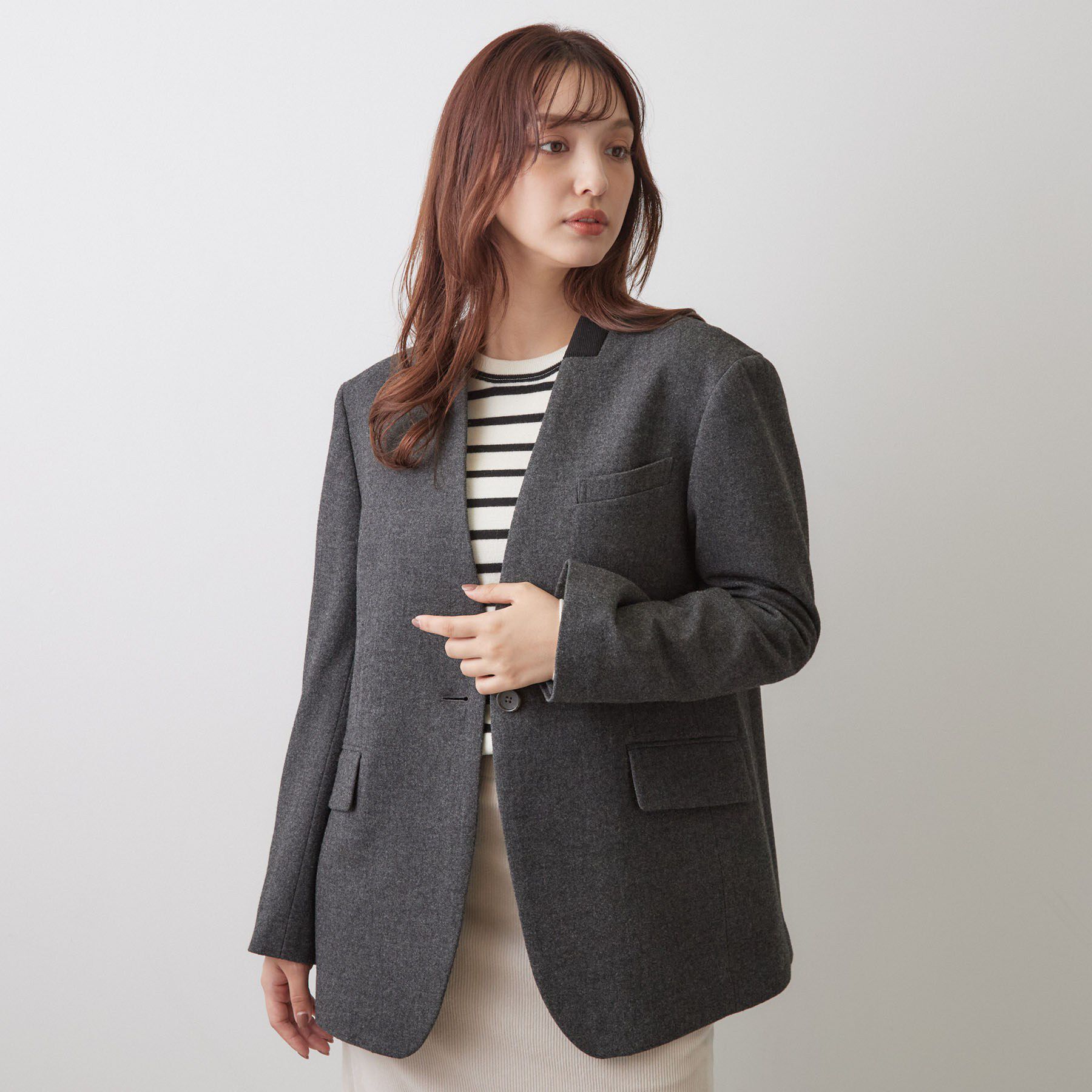 DRESSTERIOR「【日本製】ハンティング ノーカラージャケット」|ノーカラージャケット|