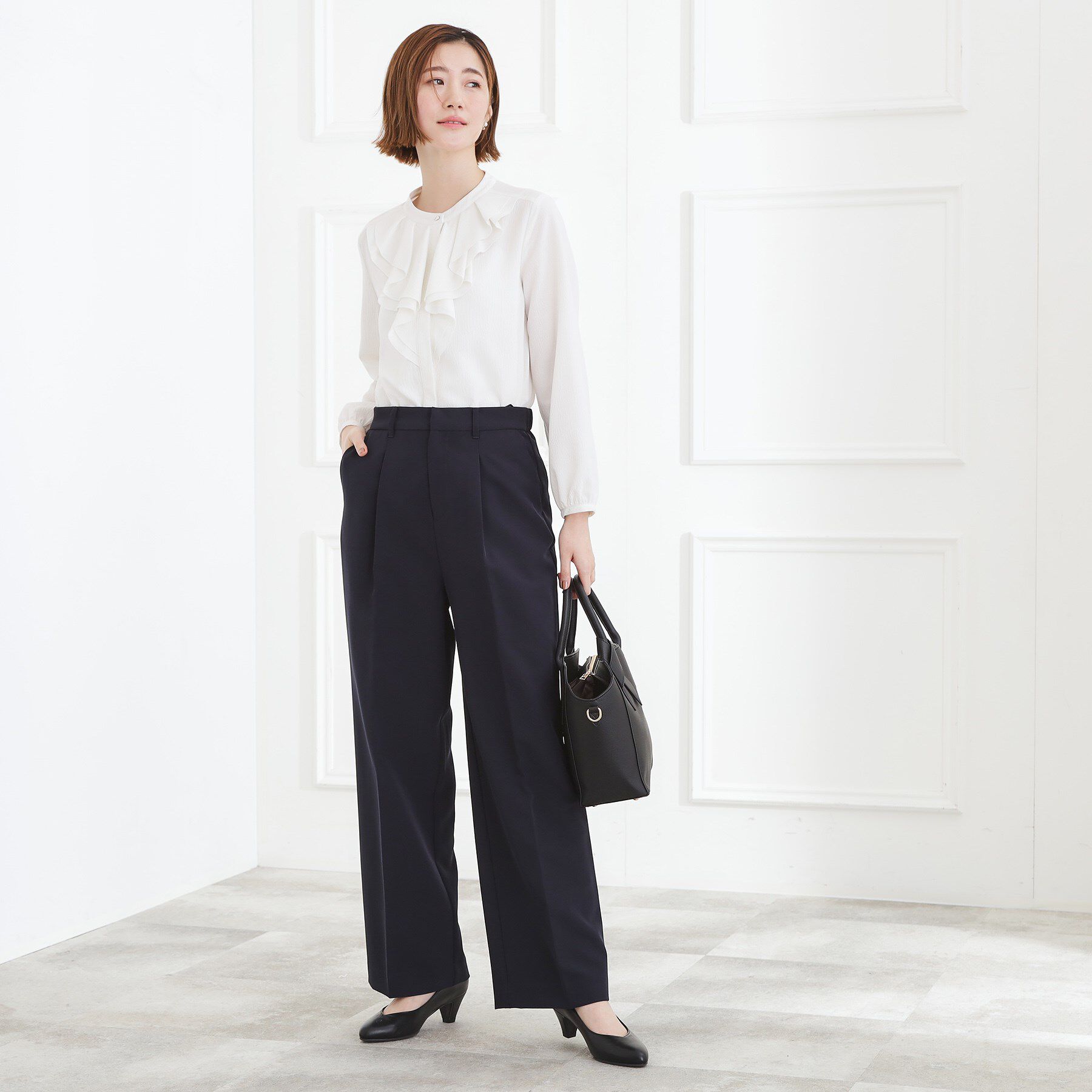 grove「【マシンウォッシュ／防シワ/SS-3L】ストレッチワイドパンツ」|その他|