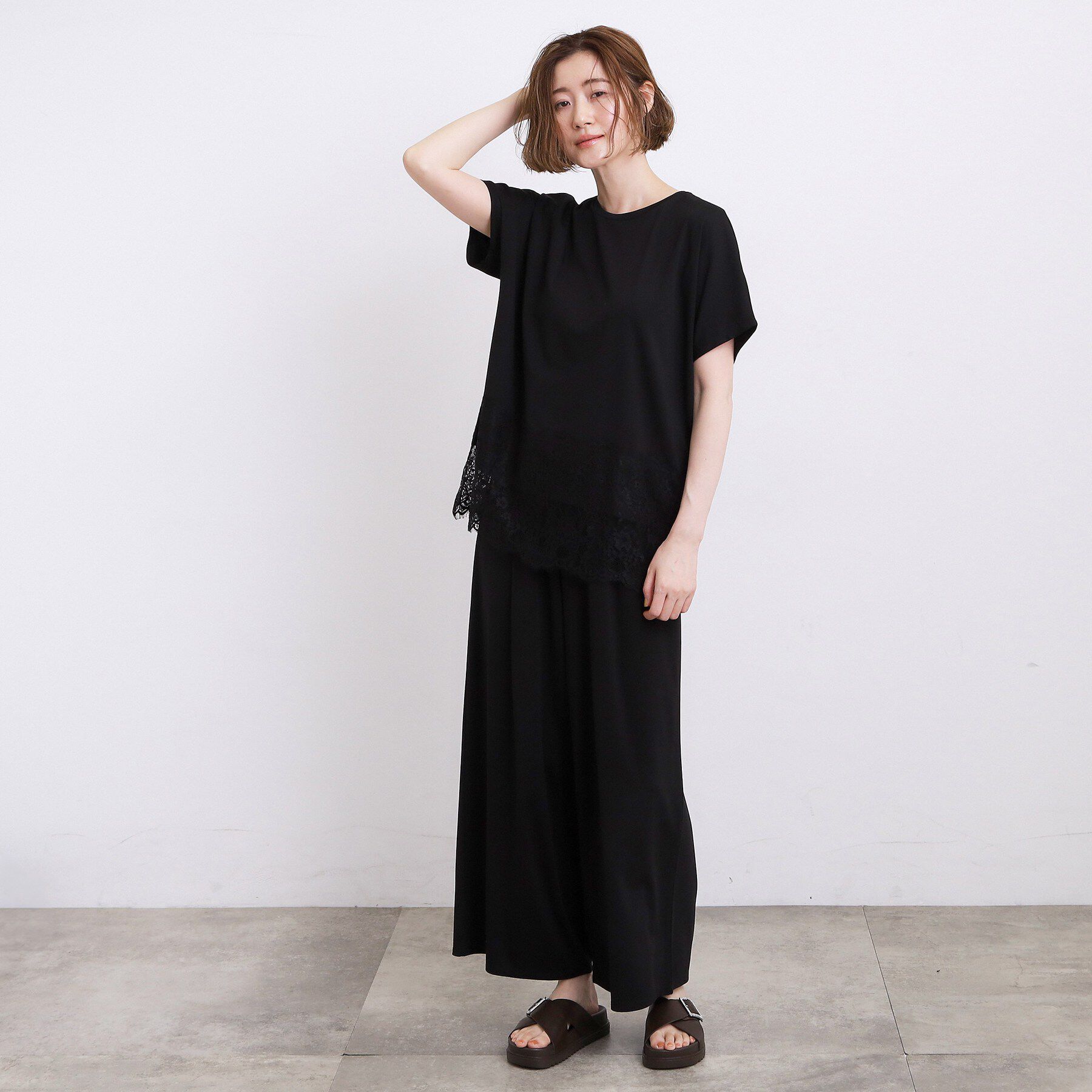 grove「【SET UP可】ポンチシリーズ／裾レースドルマンカットソー」|Tシャツ・カットソー|