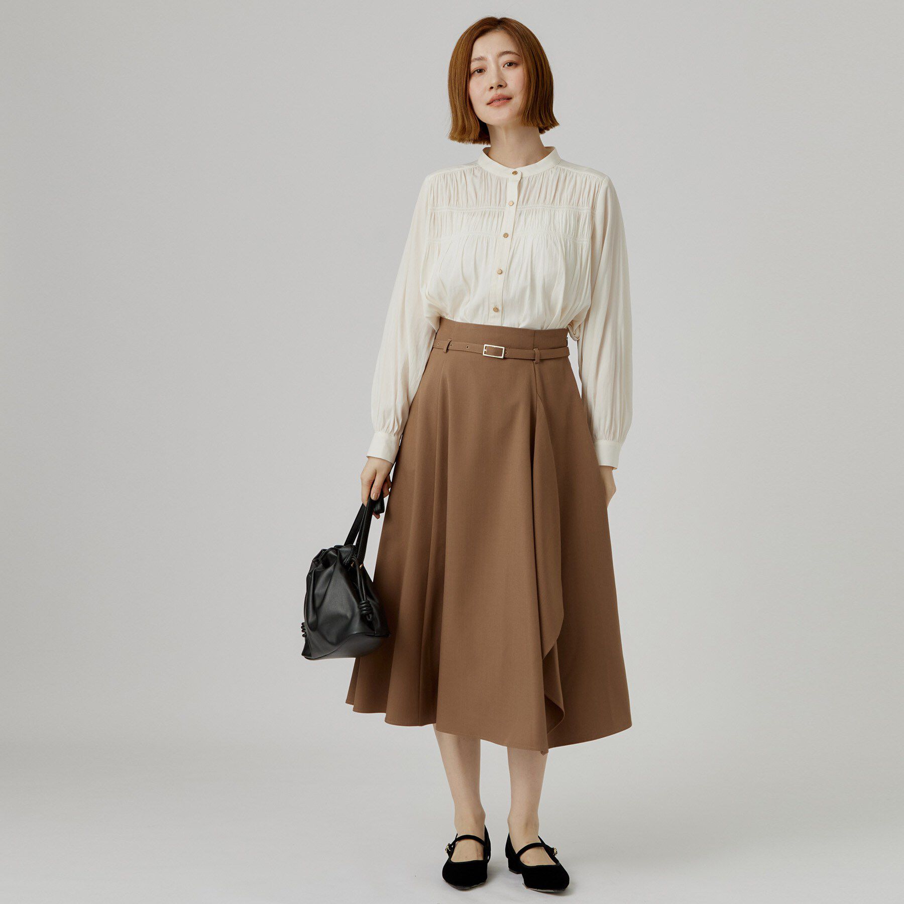 grove「【通勤/きれいめ】上品な艶を纏う ヴィンテージサテンブラウス」|シャツ・ブラウス|