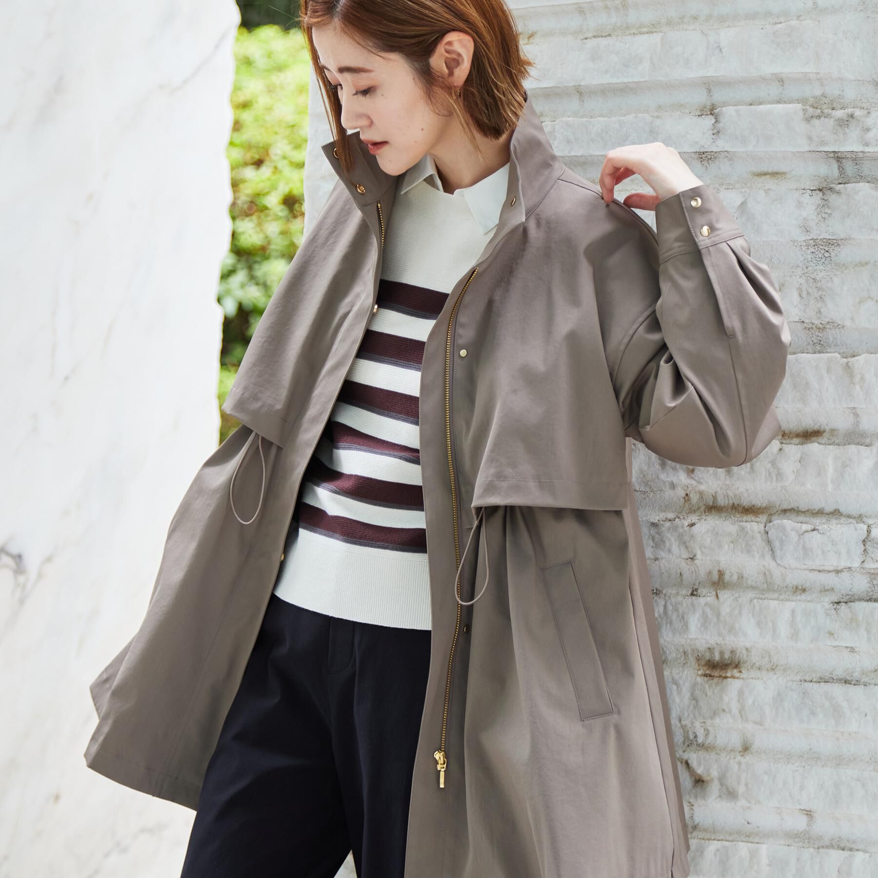 grove「【撥水／シルエット2WAY】ゆったり着られて体型カバー◎ スタンドネック テントラインコート」|その他|