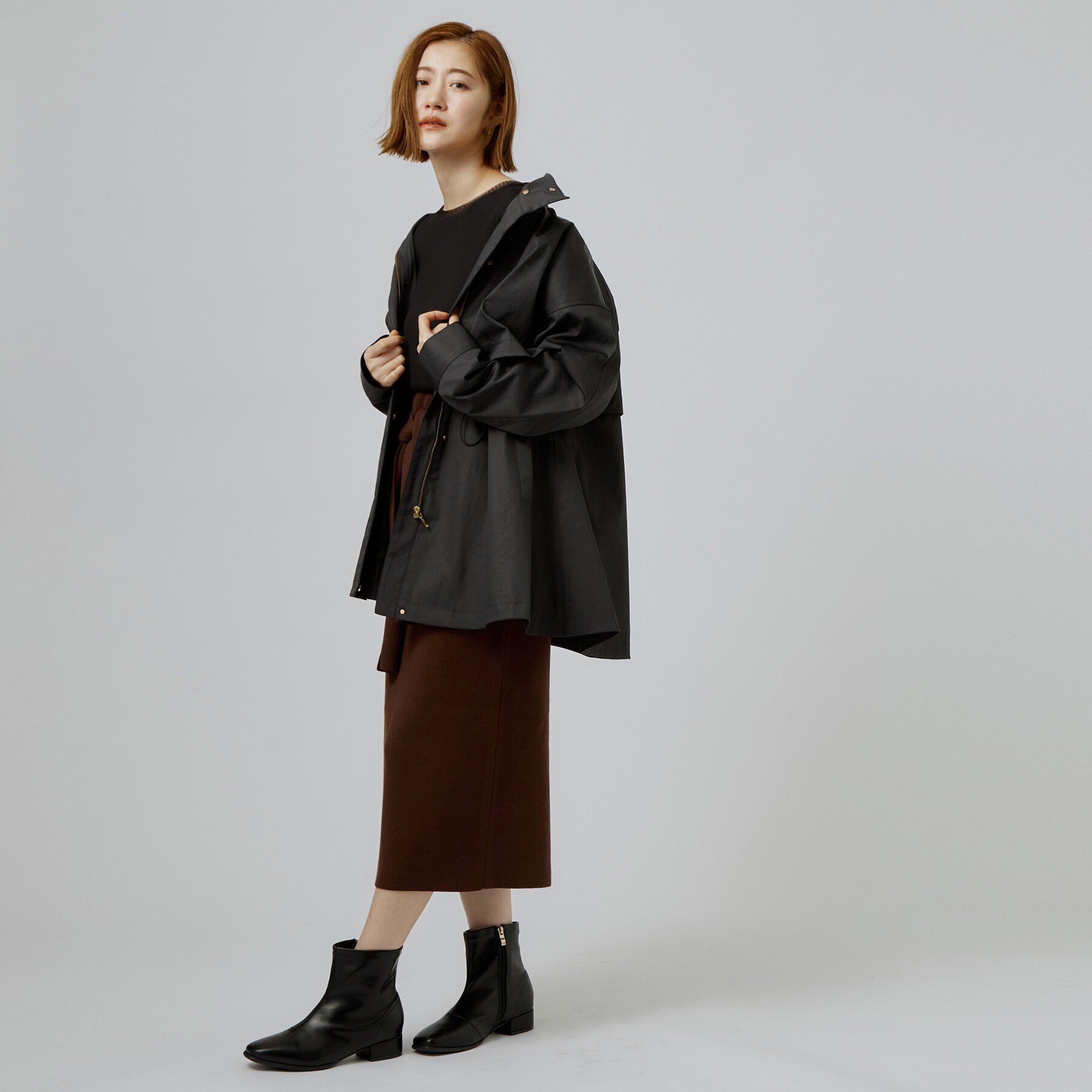 grove「【撥水／シルエット2WAY】ゆったり着られて体型カバー◎ スタンドネック テントラインコート」|その他|