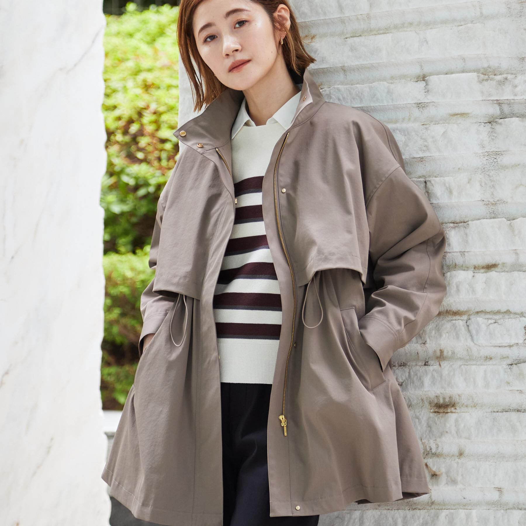 grove「【撥水／シルエット2WAY】ゆったり着られて体型カバー◎ スタンドネック テントラインコート」|その他|