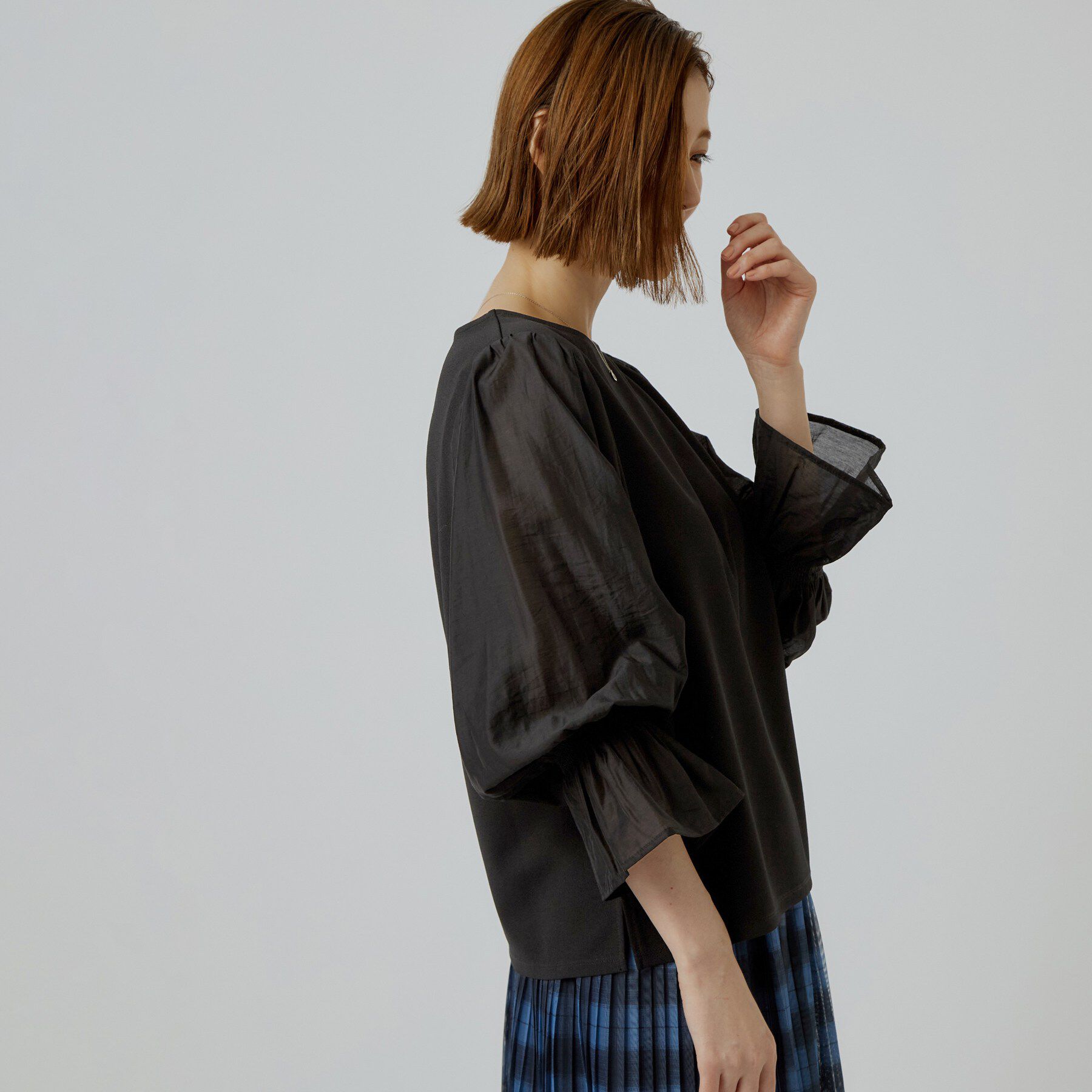 grove「異素材のふんわり袖で着映える キャンディースリーブトップス」|Tシャツ・カットソー|