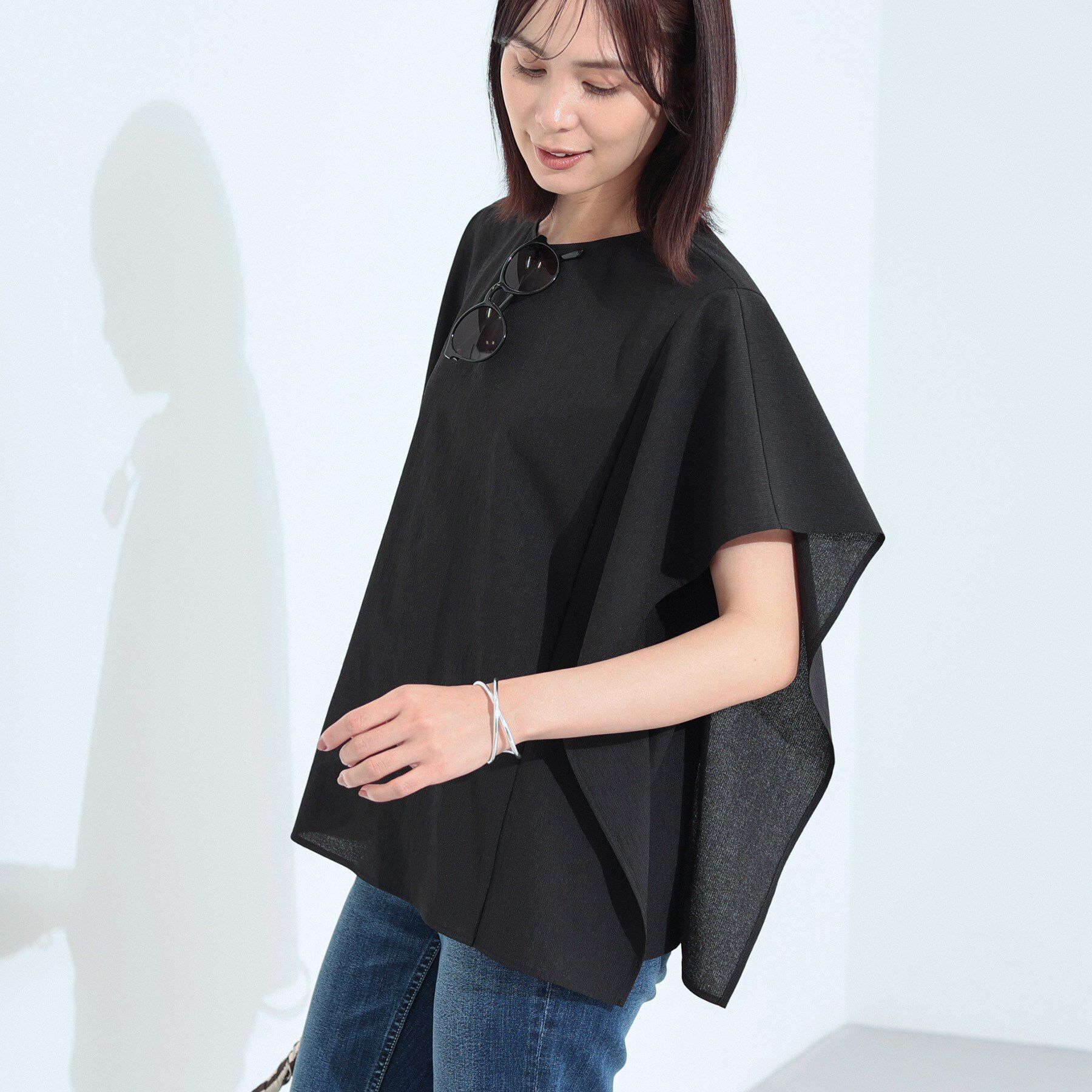 INDIVI「【体型カバー】スクエアブラウス」|シャツ・ブラウス|