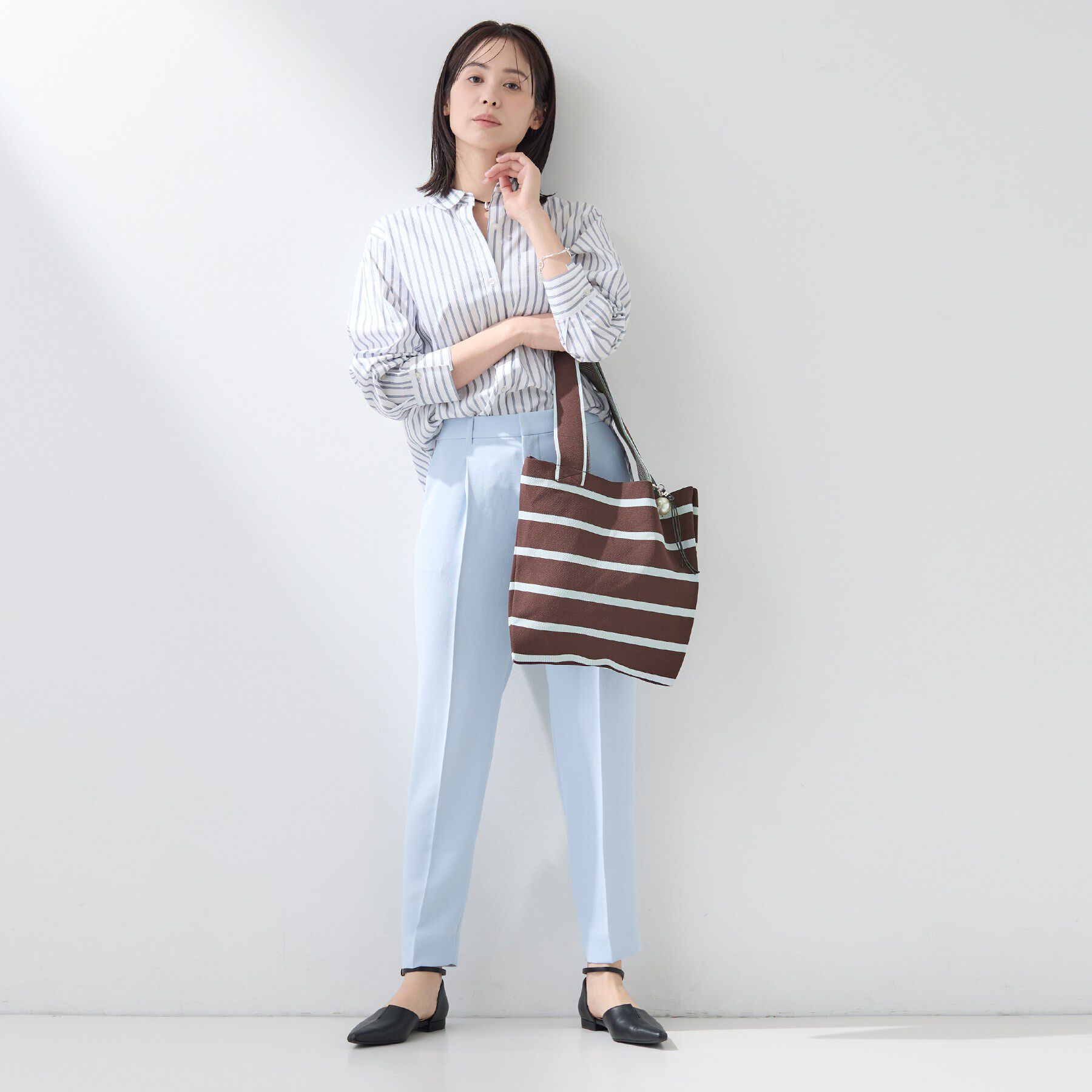 INDIVI「【WEB限定カラー／A4収納】柄ニットバッグ」|トートバッグ|