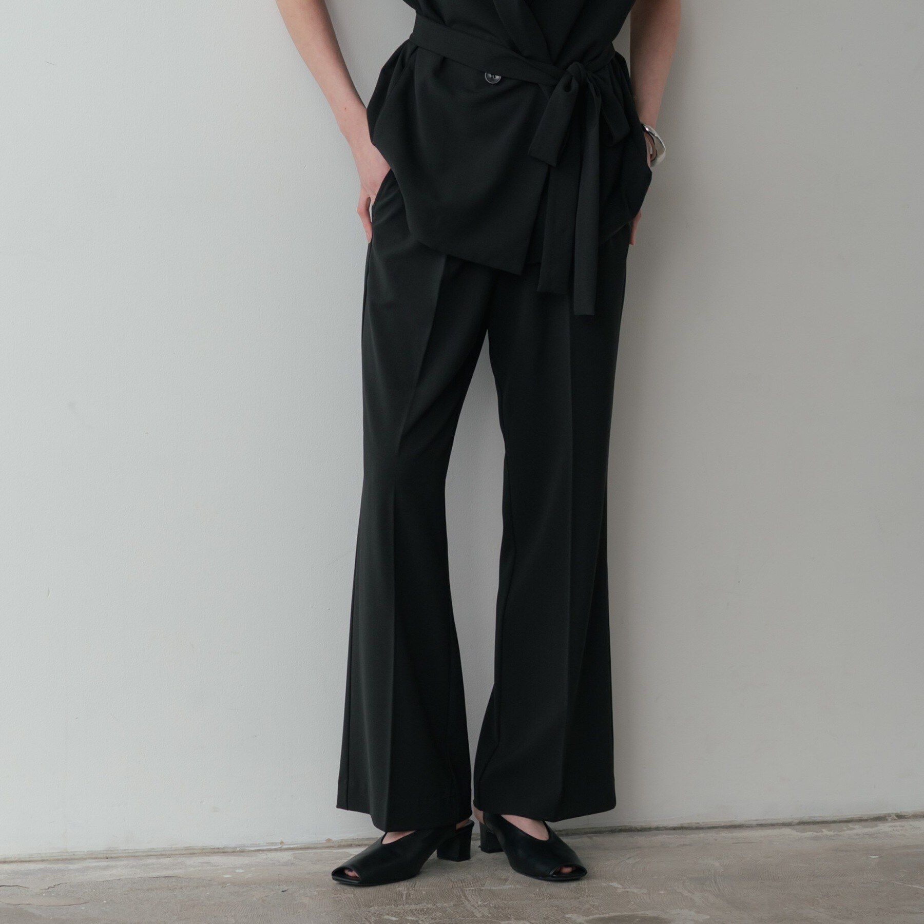 GALLEST「Comfy SET UP｜ストレートフレアパンツ【セットアップ対応／通勤／カセット服／接触冷感／UV」|その他|ブラック(019)