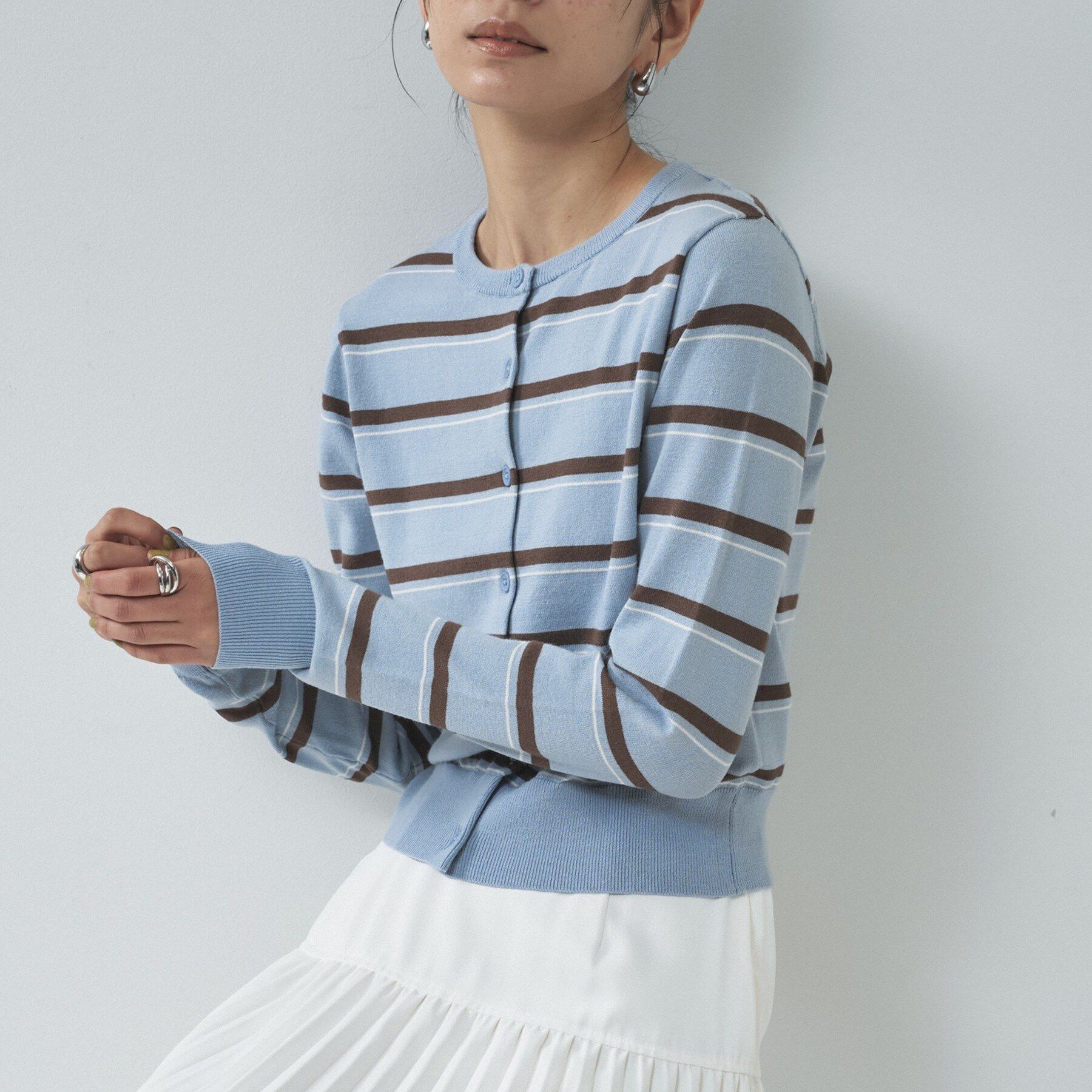 GALLEST「【一部店舗限定】クルーネックボーダーカーディガン」|カーディガン|