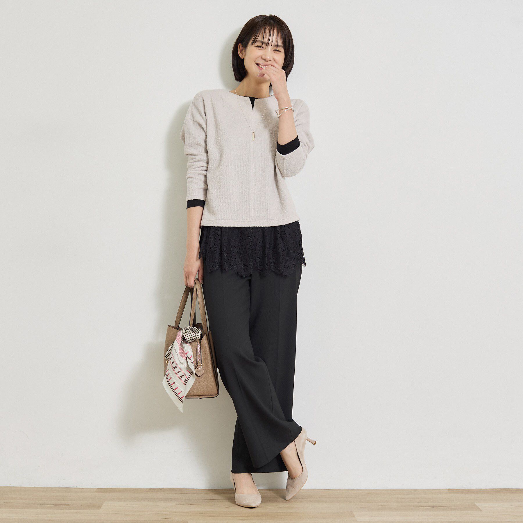 INDIVI「【風合い柔らか／SETUP可】ブークレ起毛ジャージトップス」|Tシャツ・カットソー|