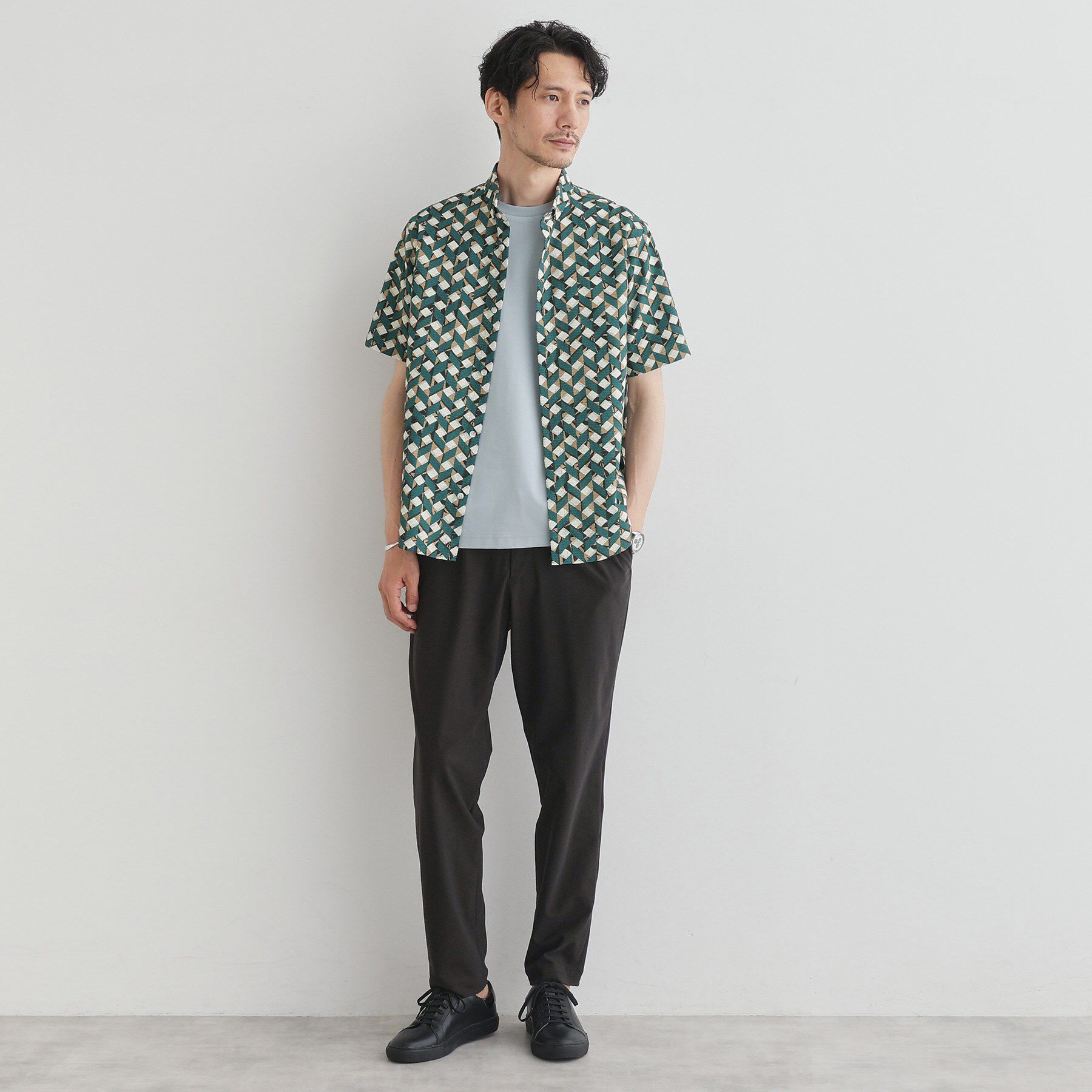 TAKEO KIKUCHI「【COOL CITY WEAR】籠目アート柄 サッカーシャツ /通気性」|シャツ・ブラウス|