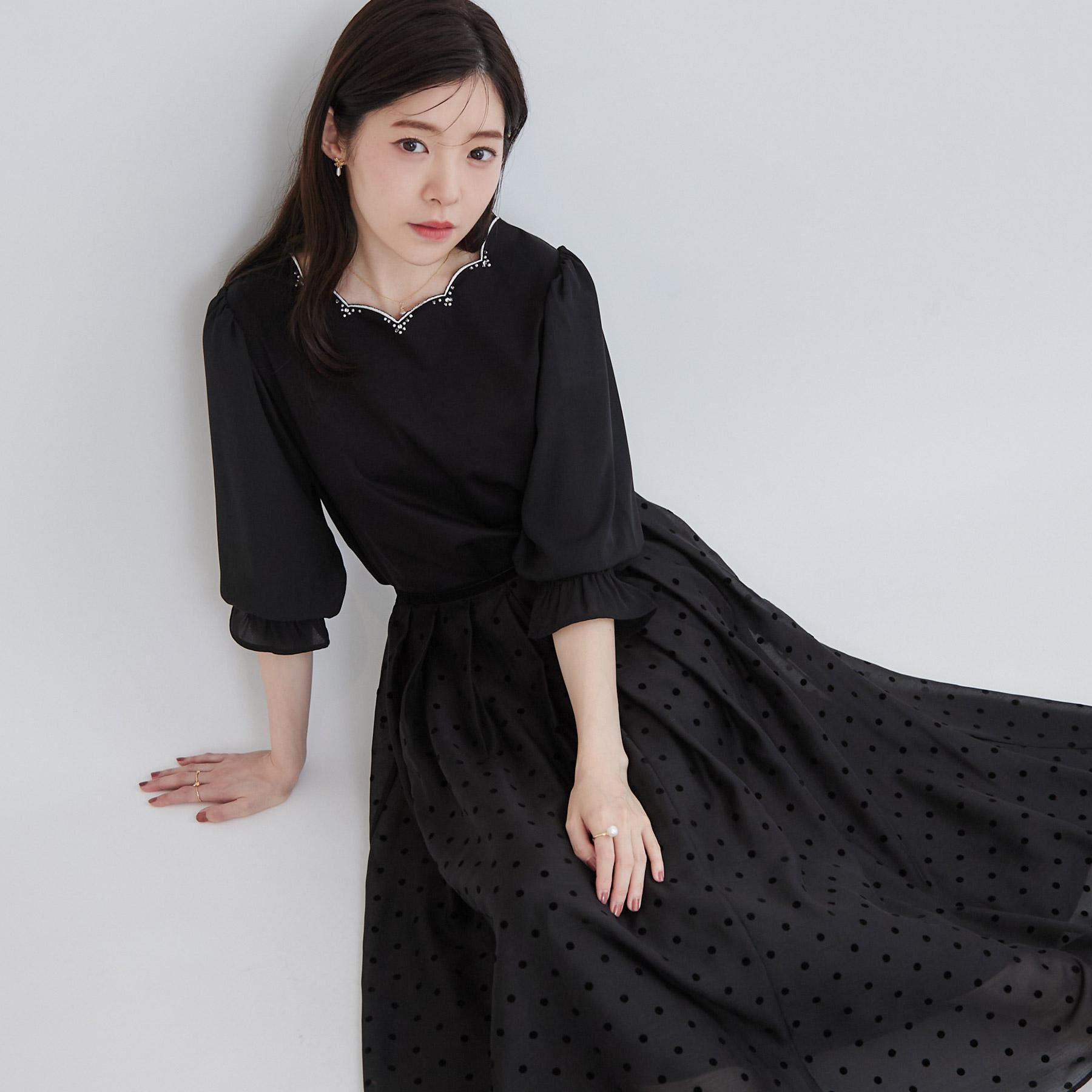 Couture broach「【顔まわり華やぐ・UVカット】スカラ刺繍トップス」|Tシャツ・カットソー|