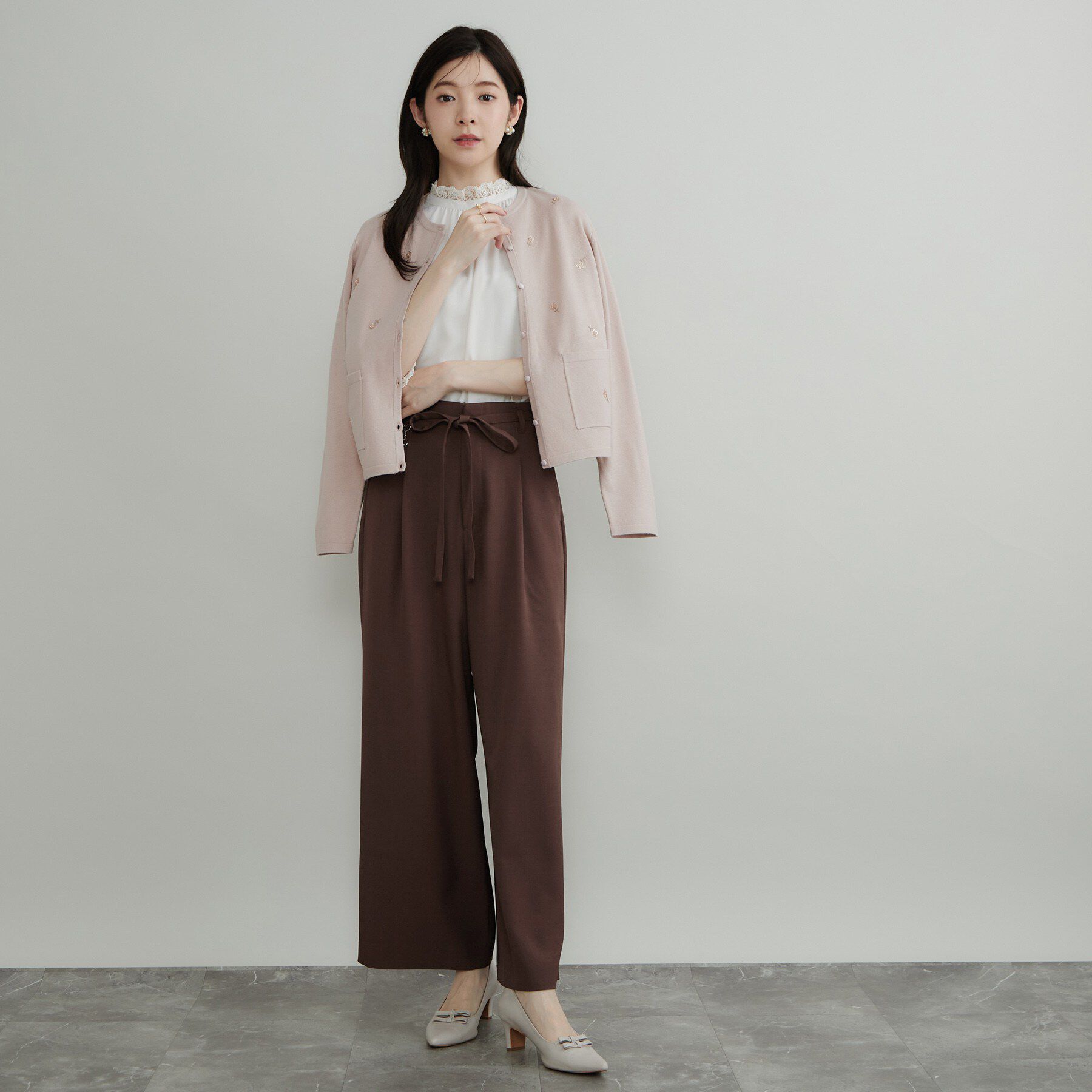 Couture broach「【UVカット・チャーム付】とろみリネンライクパンツ」|その他|