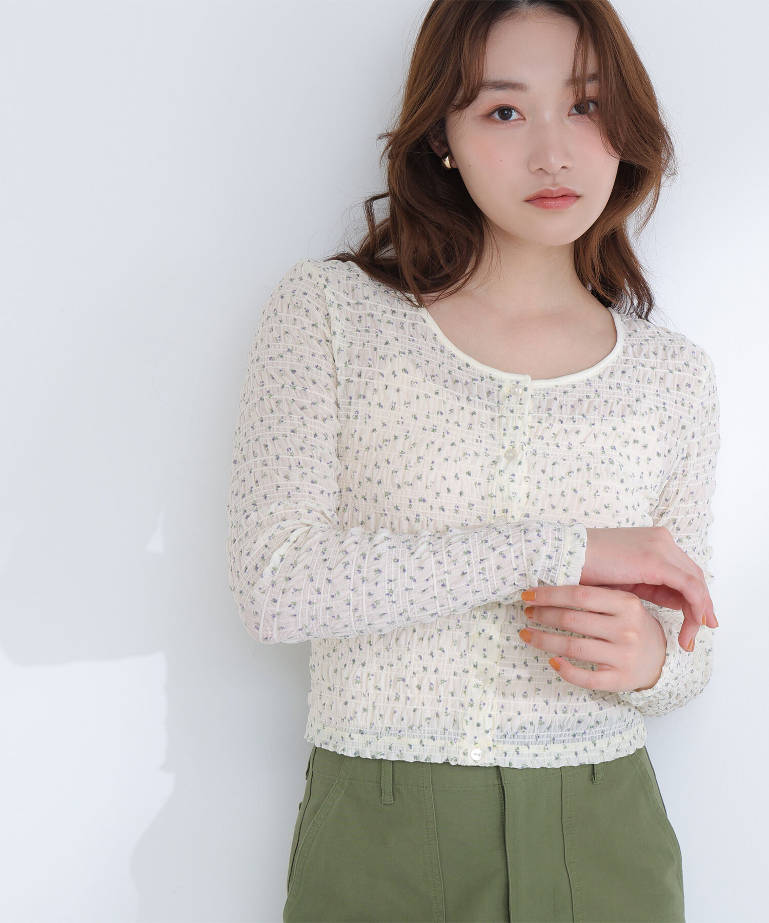  「フラワープリントシャーリングカットソー」|Tシャツ・カットソー|イエロー系2