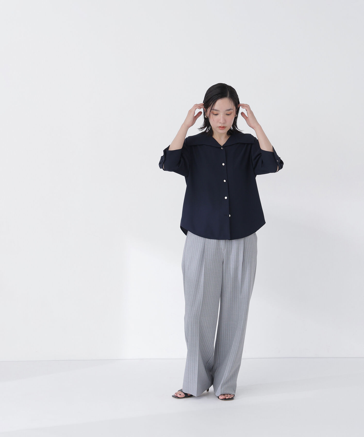  「ストライプタックストレートパンツ」|その他|