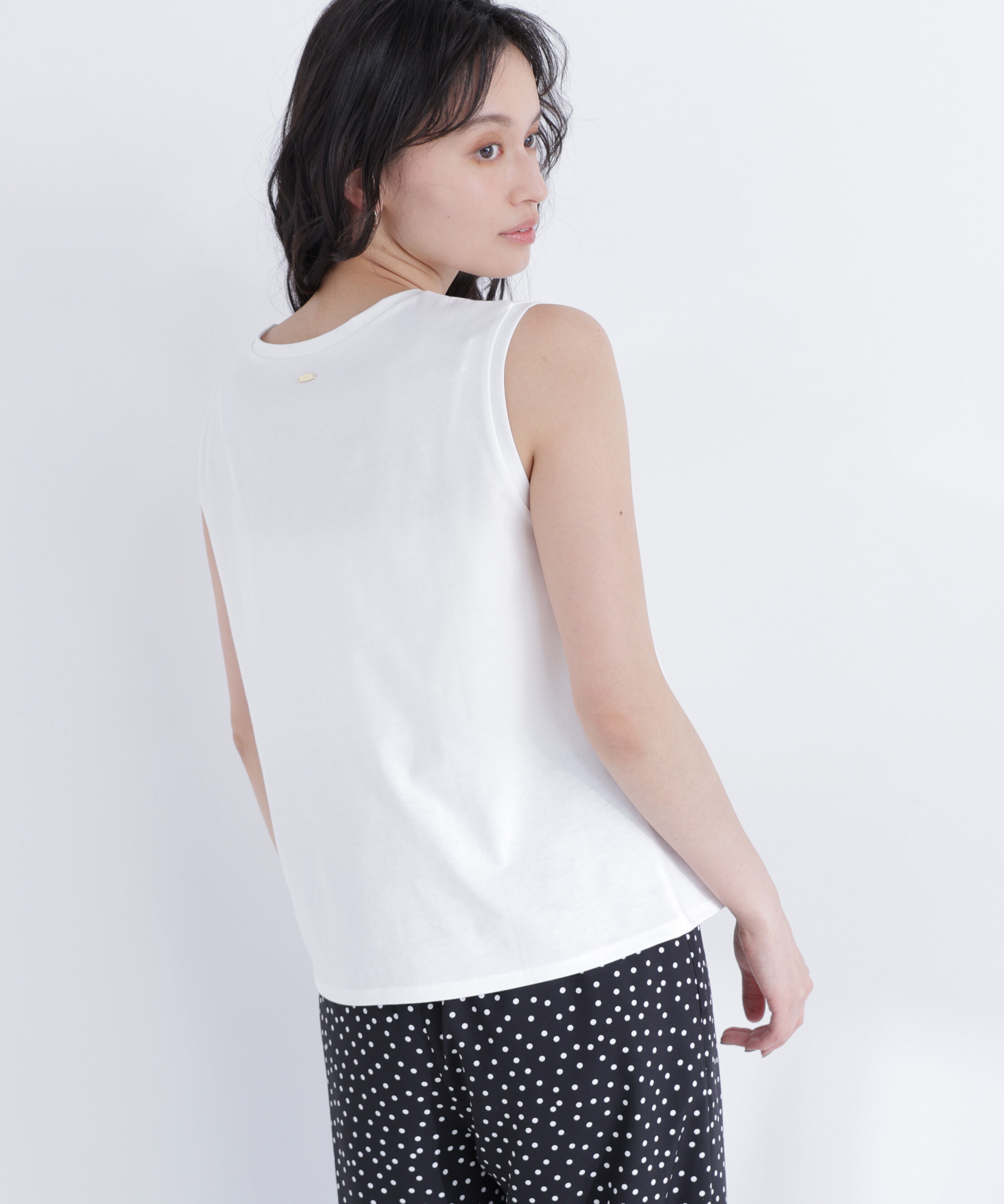  「メタルポイントノースリーブカットソー」|Tシャツ・カットソー|