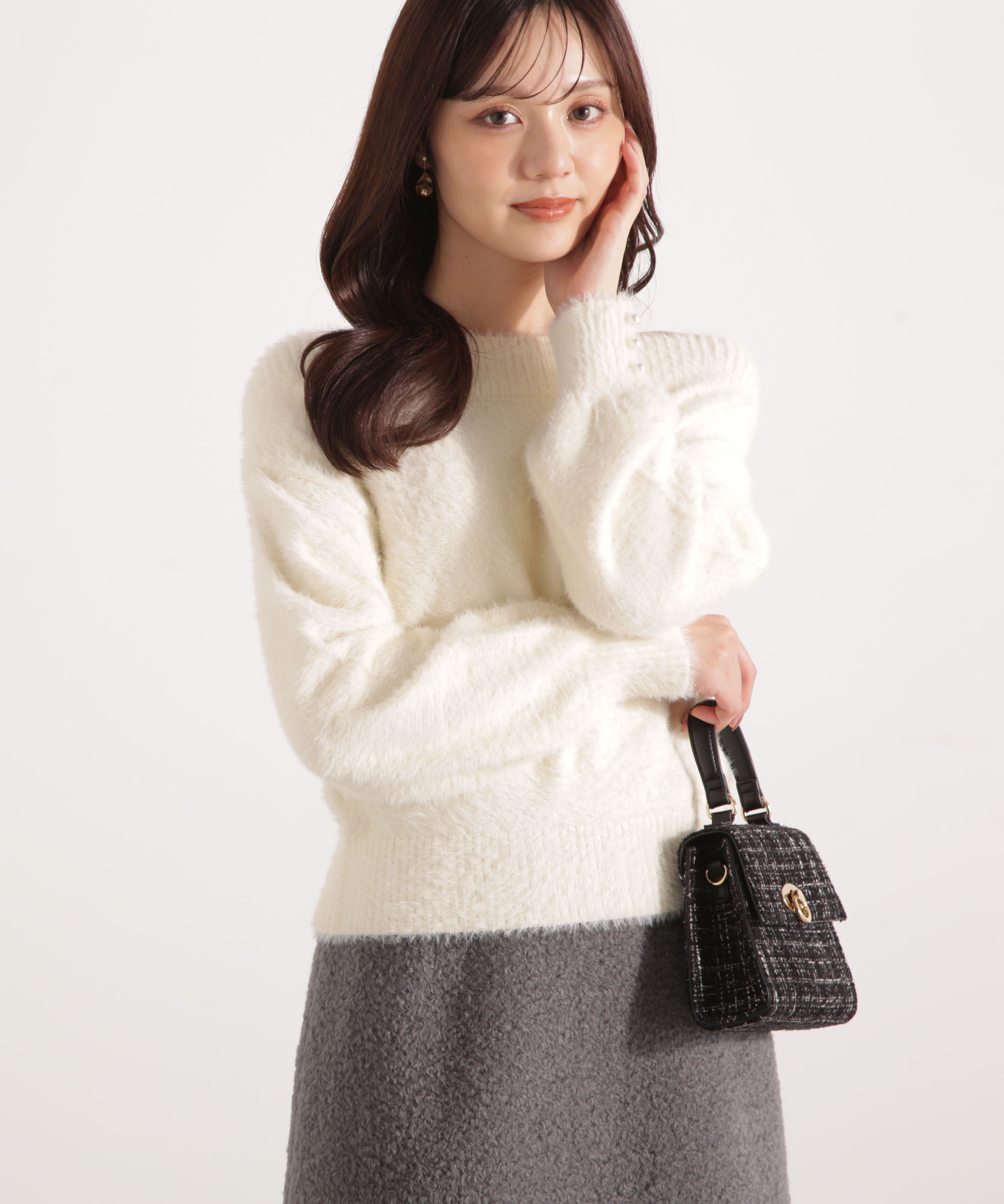 PROPORTION BODY DRESSING「ミニシャギーオフショルニット 25AW」|ニット・セーター|