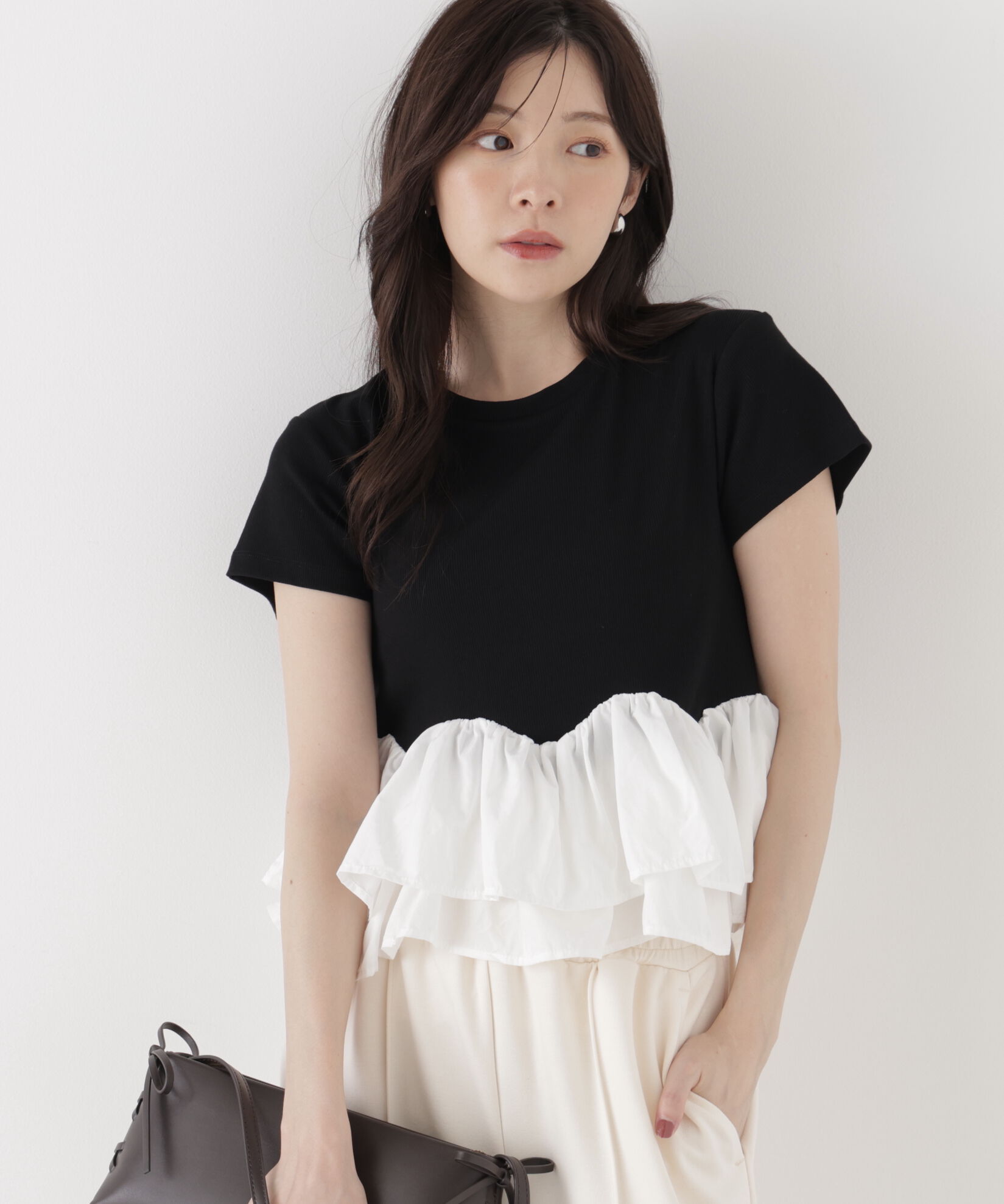 PROPORTION BODY DRESSING「〈a/mie〉ホイップフリルTシャツ 26AW」|Tシャツ・カットソー|