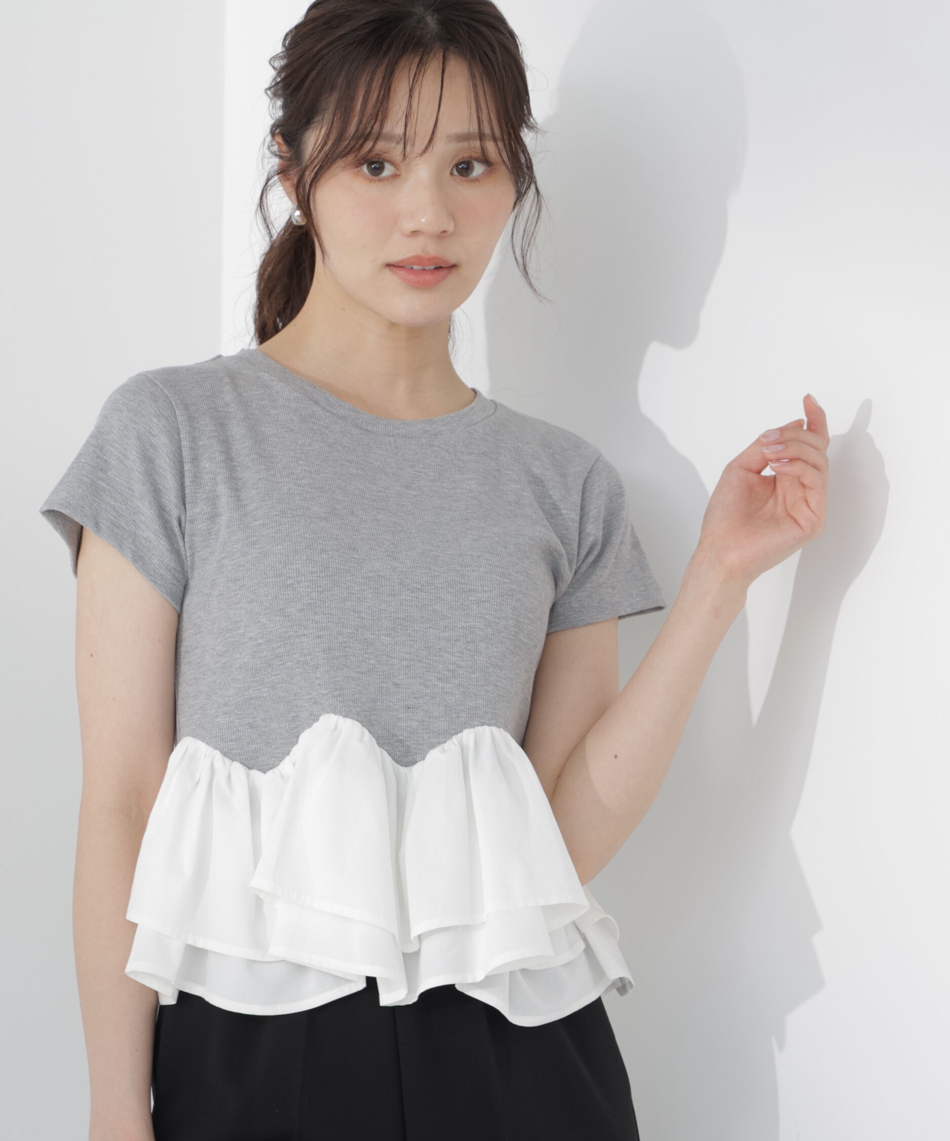 PROPORTION BODY DRESSING「〈a/mie〉ホイップフリルTシャツ 26AW」|Tシャツ・カットソー|