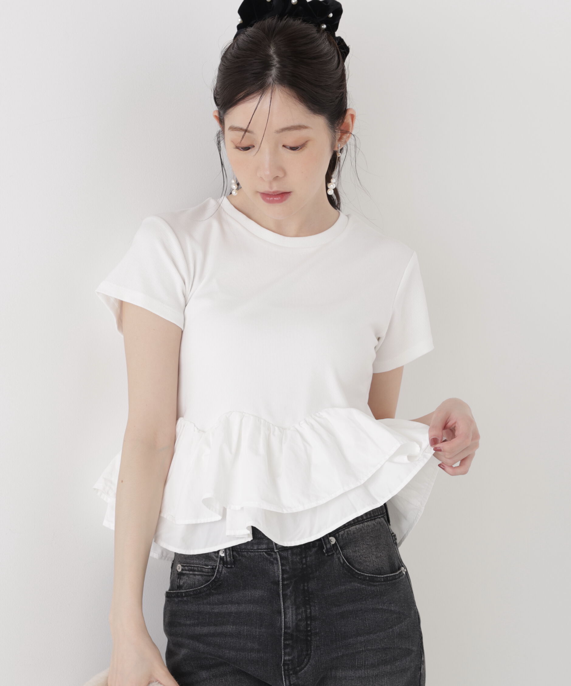PROPORTION BODY DRESSING「〈a/mie〉ホイップフリルTシャツ 26AW」|Tシャツ・カットソー|ホワイト&times;ホワ
