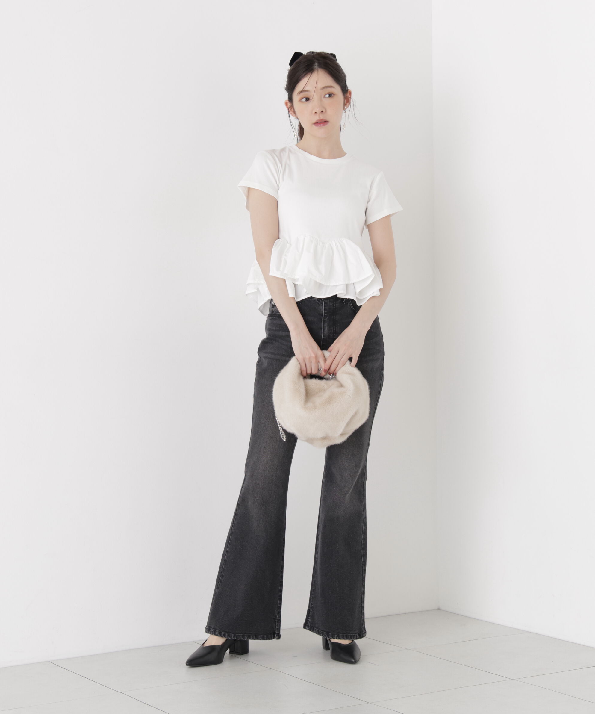PROPORTION BODY DRESSING「〈a/mie〉ホイップフリルTシャツ 26AW」|Tシャツ・カットソー|