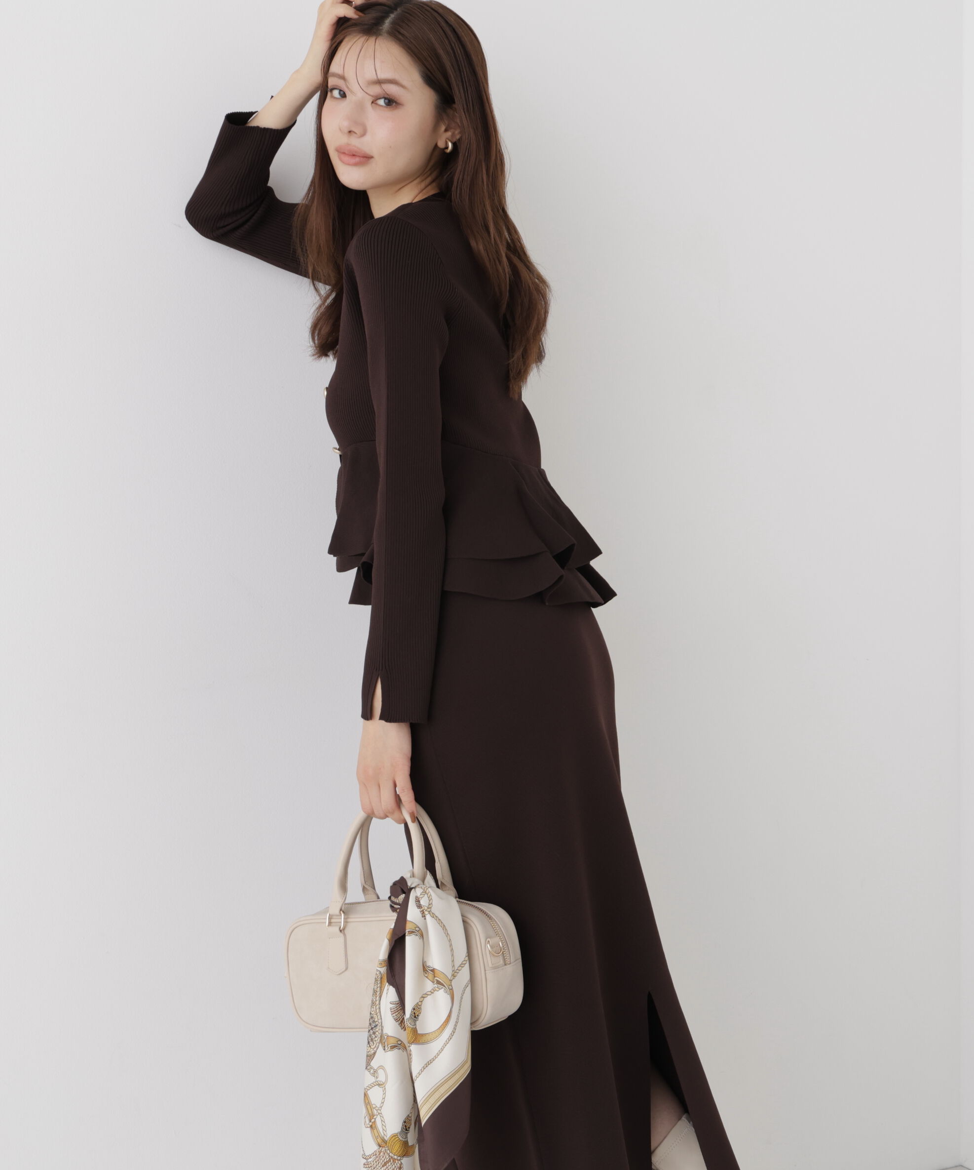 PROPORTION BODY DRESSING「変形ペプラムニットセットアップ 26AW」|ワンピース|