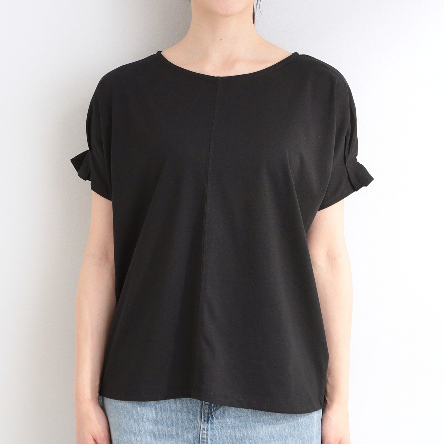 SHOO･LA･RUE「【S-LL/UV/プチプラ】お袖タックで好印象 デザインTシャツ」|Tシャツ・カットソー|