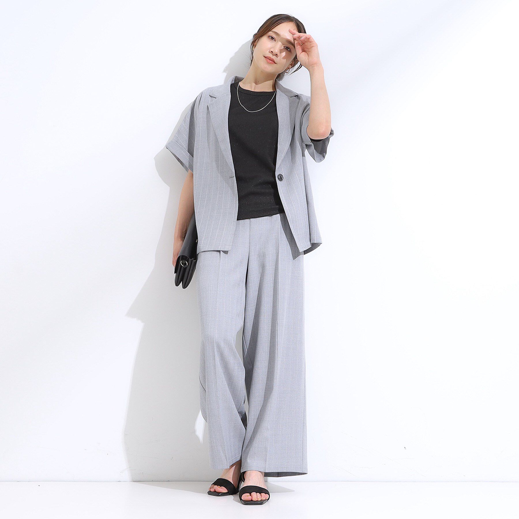 SHOO･LA･RUE「【S-LL】大人のラメ感 テレコ半袖トップス」|Tシャツ・カットソー|