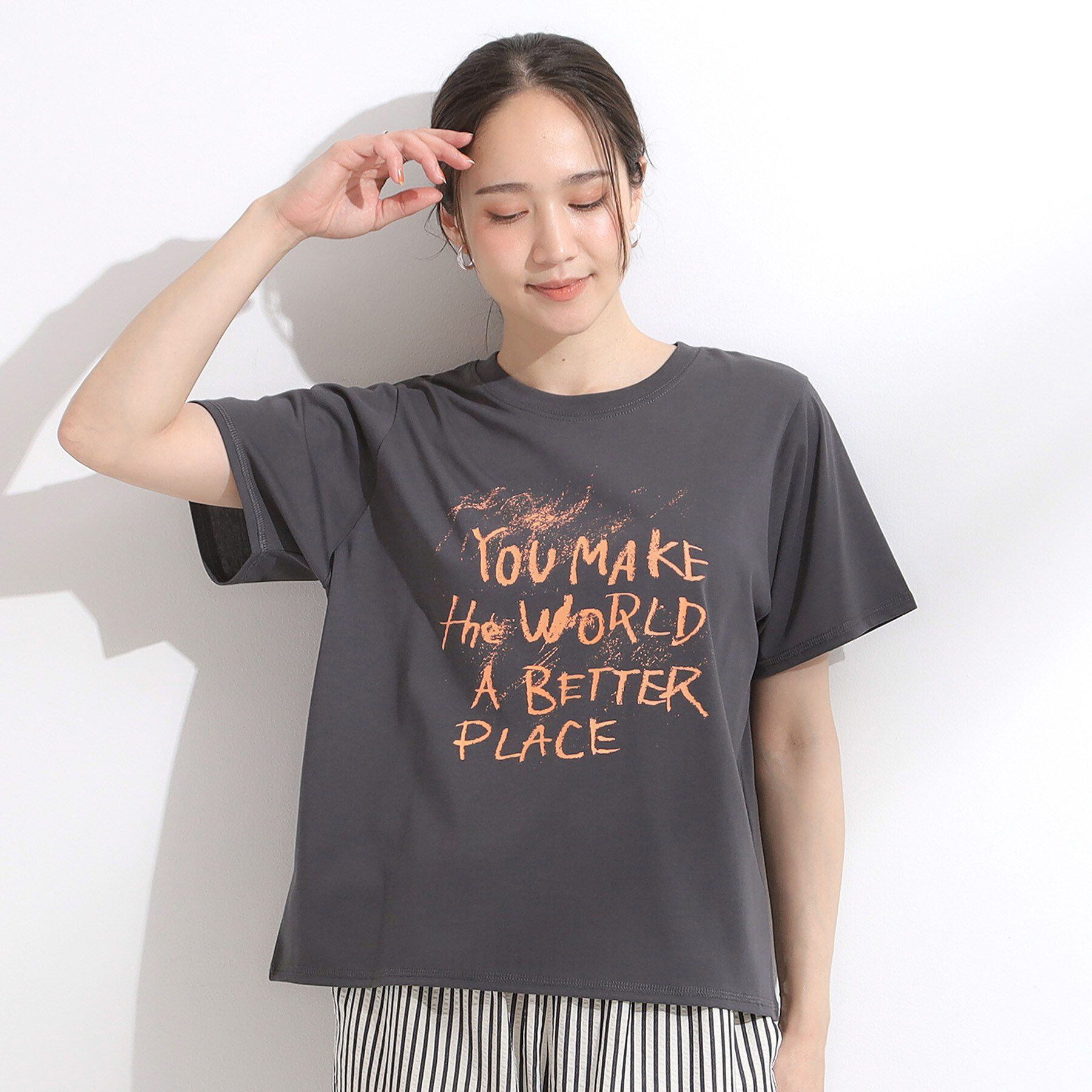 SHOO･LA･RUE「【S-LL/ひんやり/汗ジミ軽減/UVカット】グラフィックアソートTシャツ」|Tシャツ・カットソー|