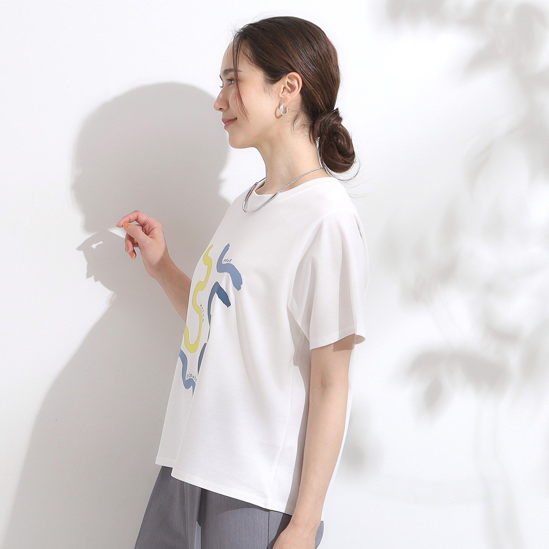 SHOO･LA･RUE「【S-LL/ひんやり/汗ジミ軽減/UVカット】グラフィックアソートTシャツ」|Tシャツ・カットソー|
