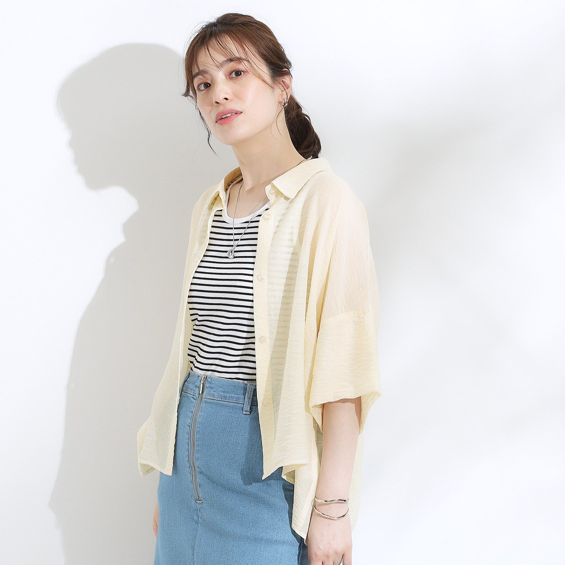 SHOO･LA･RUE「ゆるっと感がこなれ見え ワッシャーシアー半袖シャツ」|シャツ・ブラウス|