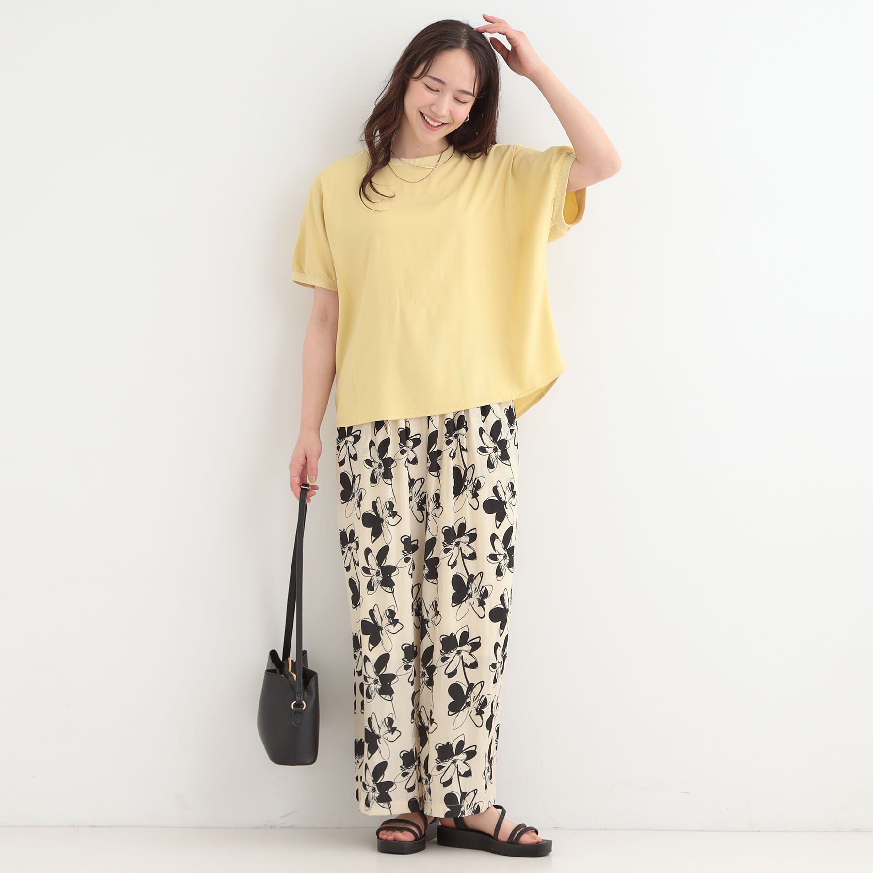 SHOO･LA･RUE「【ひんやり/洗濯後しわになりにくい】リブ切り替えドルマンブラウス」|シャツ・ブラウス|