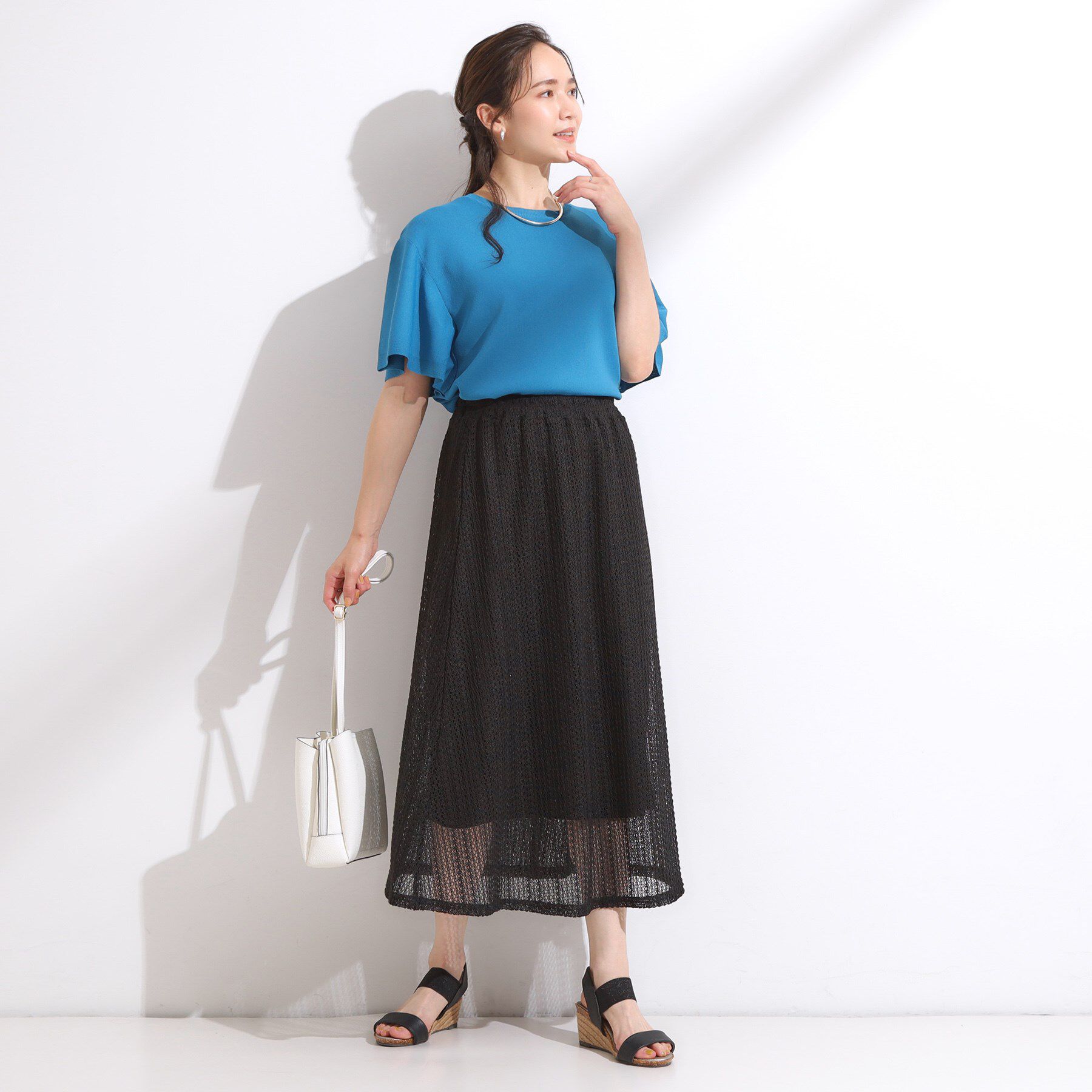SHOO･LA･RUE「【2WAY】裏地を外してレイヤードにも! レース調スカート」|スカート|