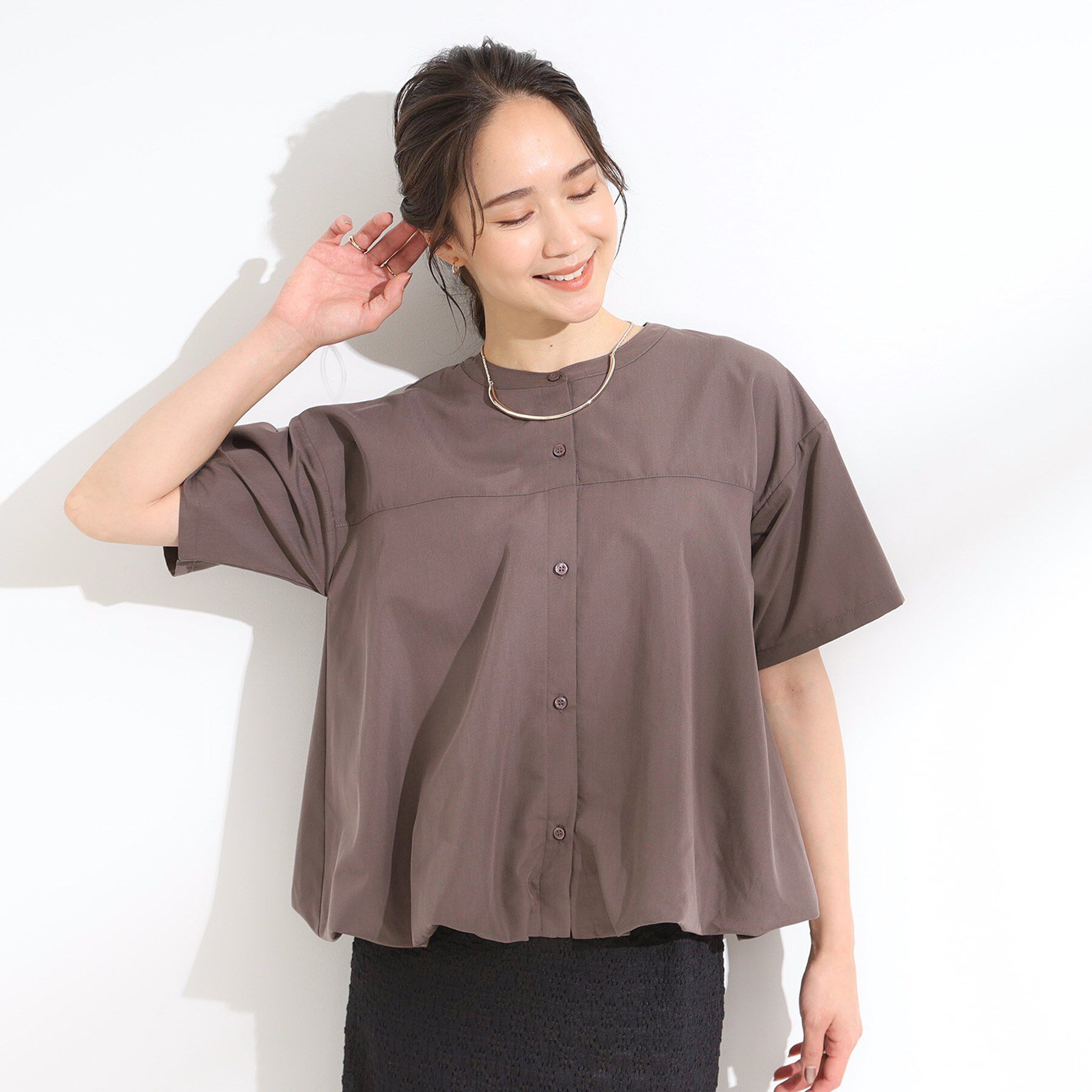 SHOO･LA･RUE「【S-LL】インせず着られる 裾バルーンシャツ」|シャツ・ブラウス|