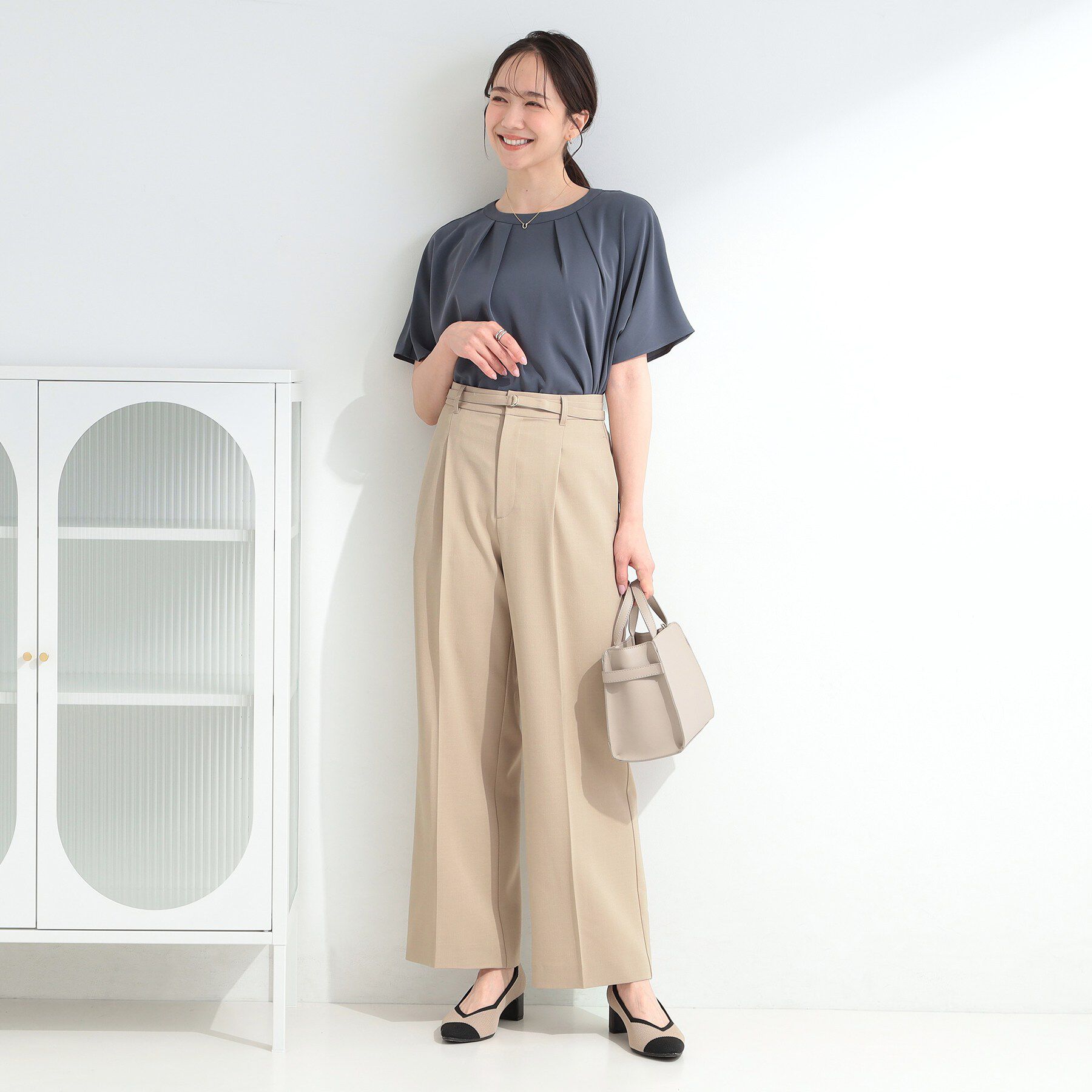 SHOO･LA･RUE「【UV/通勤/S-LL】洗濯後しわになりにくい ベルト付きワイドパンツ」|その他|
