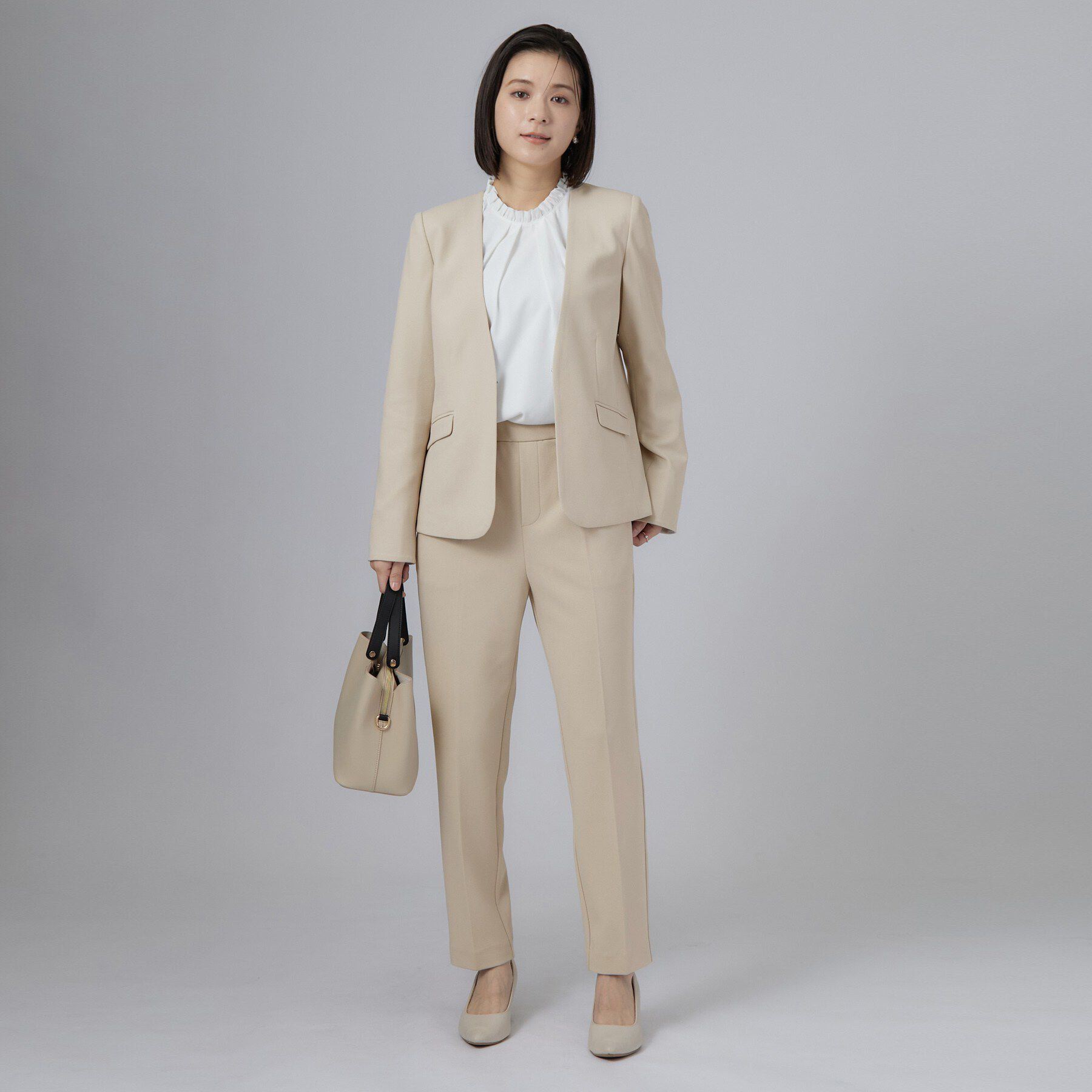 SHOO･LA･RUE「【セレモニー/通勤/S-3L】カットジョーゼット ノーカラージャケット」|ノーカラージャケット|