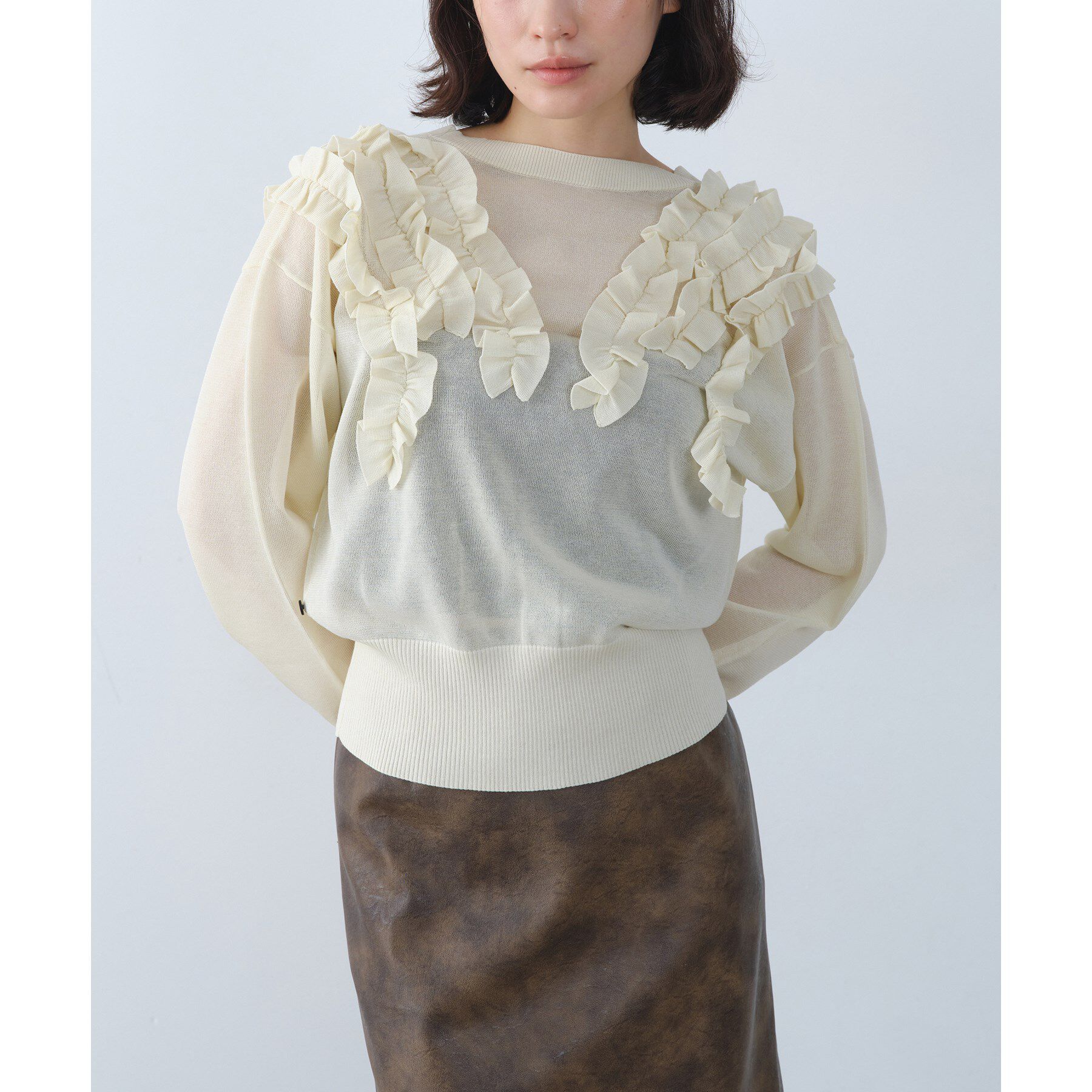 CODE A「3way frill cardigan」|カーディガン|オフホワイト(003