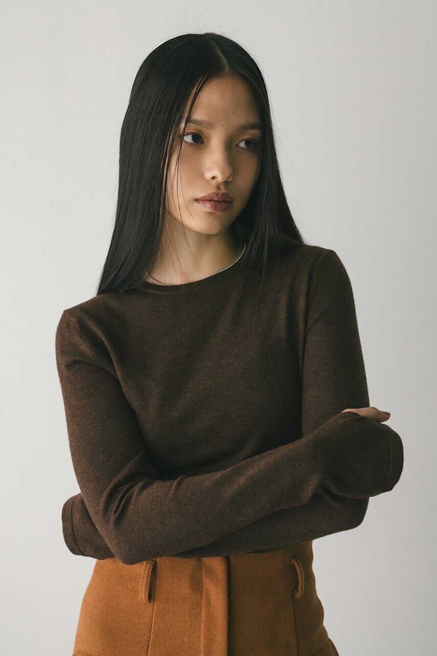 STYLEMIXER「フィンガーホールクルーネックニット」|ニット・セーター|BRN