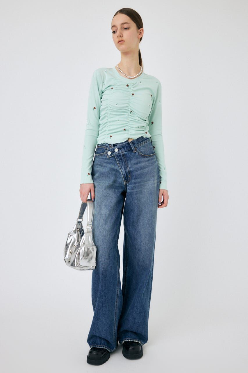 MOUSSY「CROSS WAIST WIDE STRAIGHT」|デニム|
