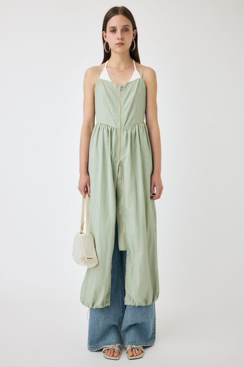 MOUSSY「FRONT ZIP NYLON キャミドレス」|ワンピース|