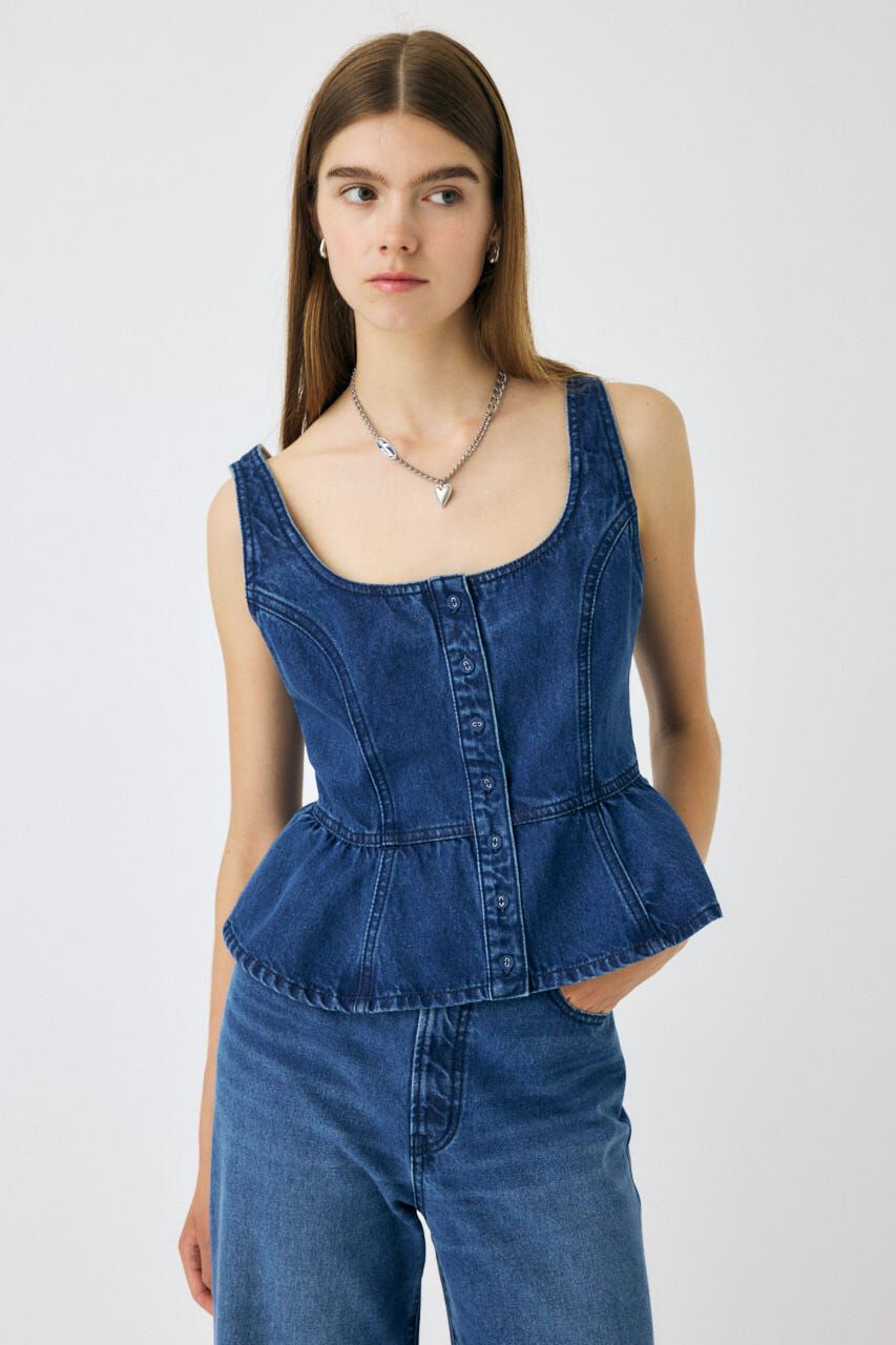 MOUSSY「SQUARE NECK デニム ビスチェ」|シャツ・ブラウス|