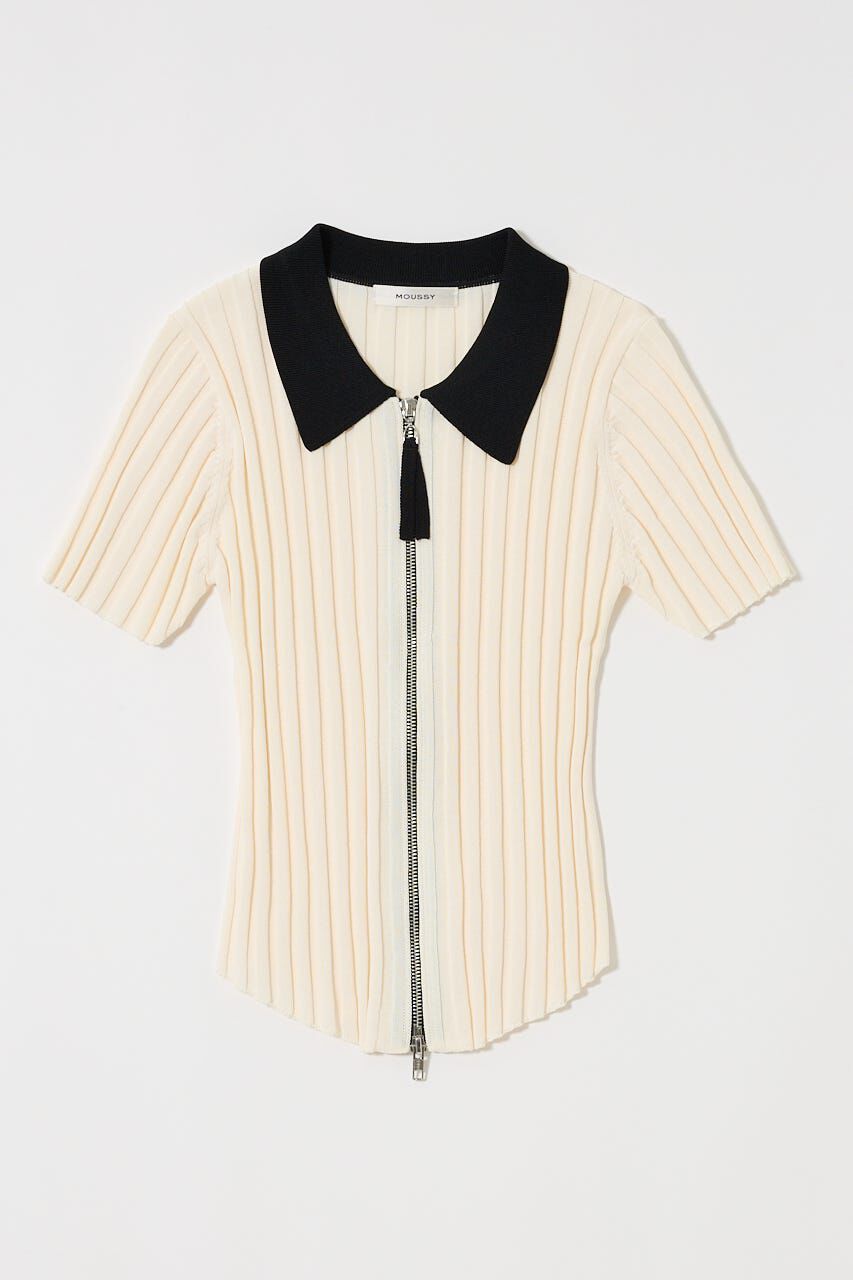MOUSSY「ZIP UP RIB KNIT H/S シャツ」|シャツ・ブラウス|