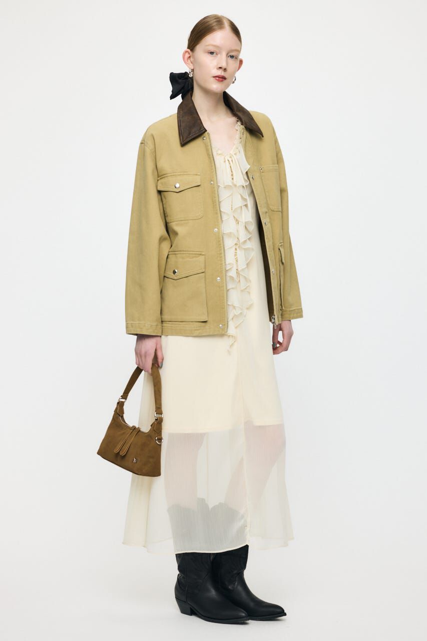 MOUSSY「RUFFLE CHIFFON MAXI ドレス」|ワンピース|