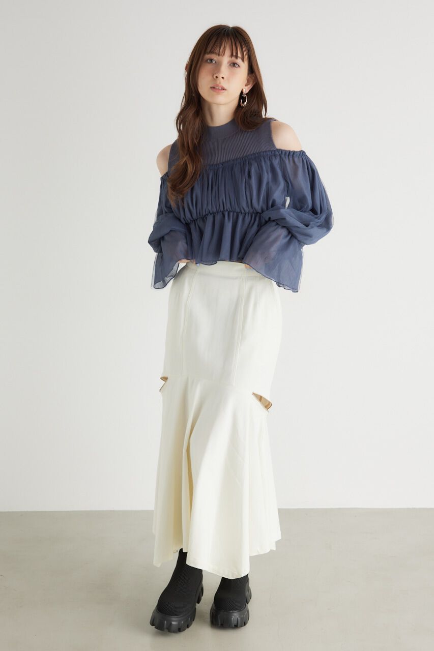 rienda「ペプラムチュールコンビKnit TOP」|ニット・セーター|