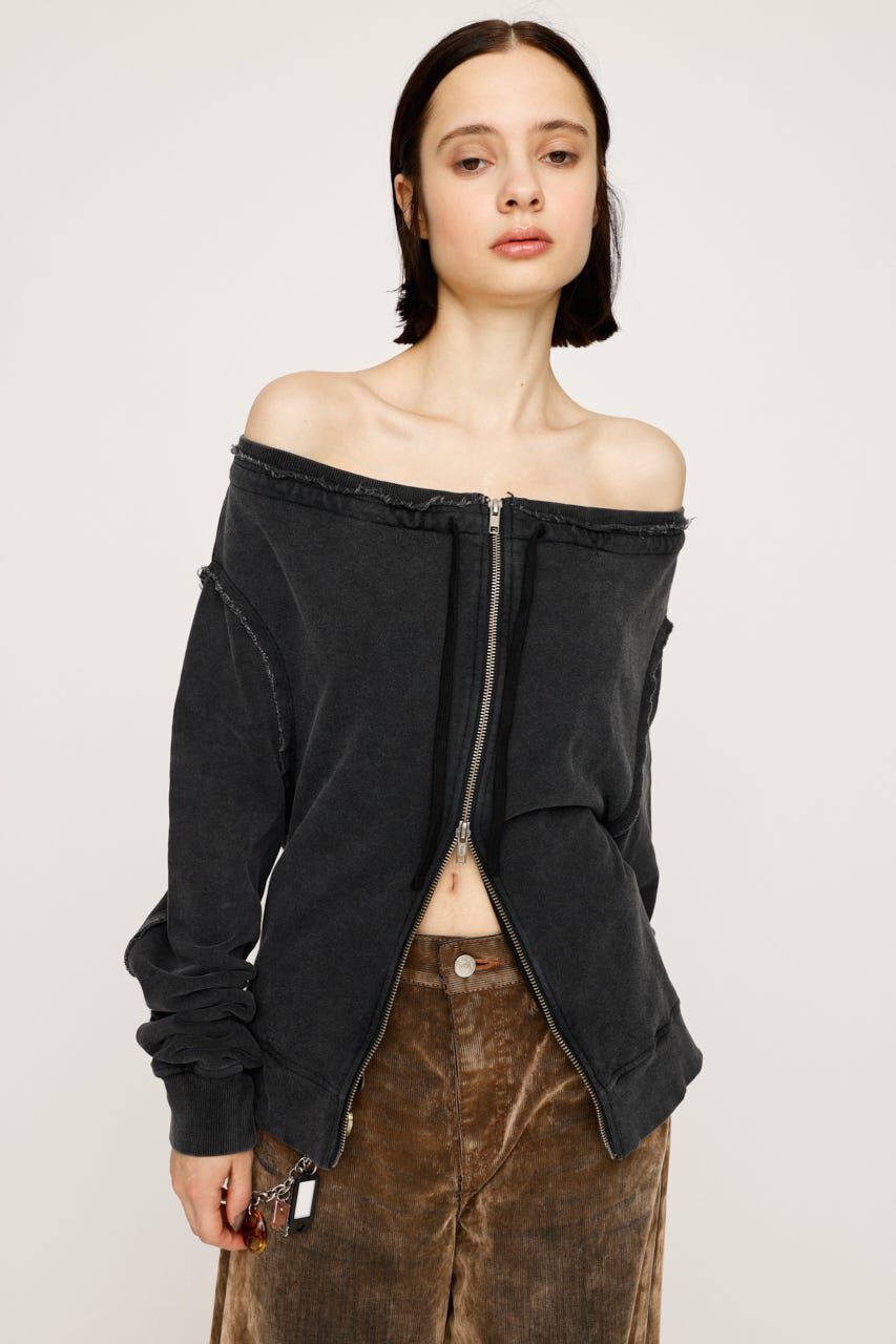 SLY「OFF SHOULDER SWEAT トップス」|パーカー|