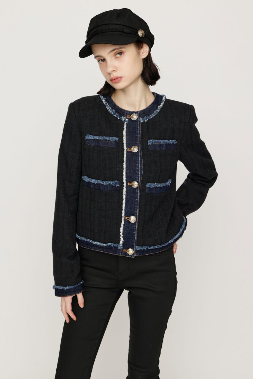 SLY「NO COLLAR TWEED ジャケット」|その他|M/BLK7