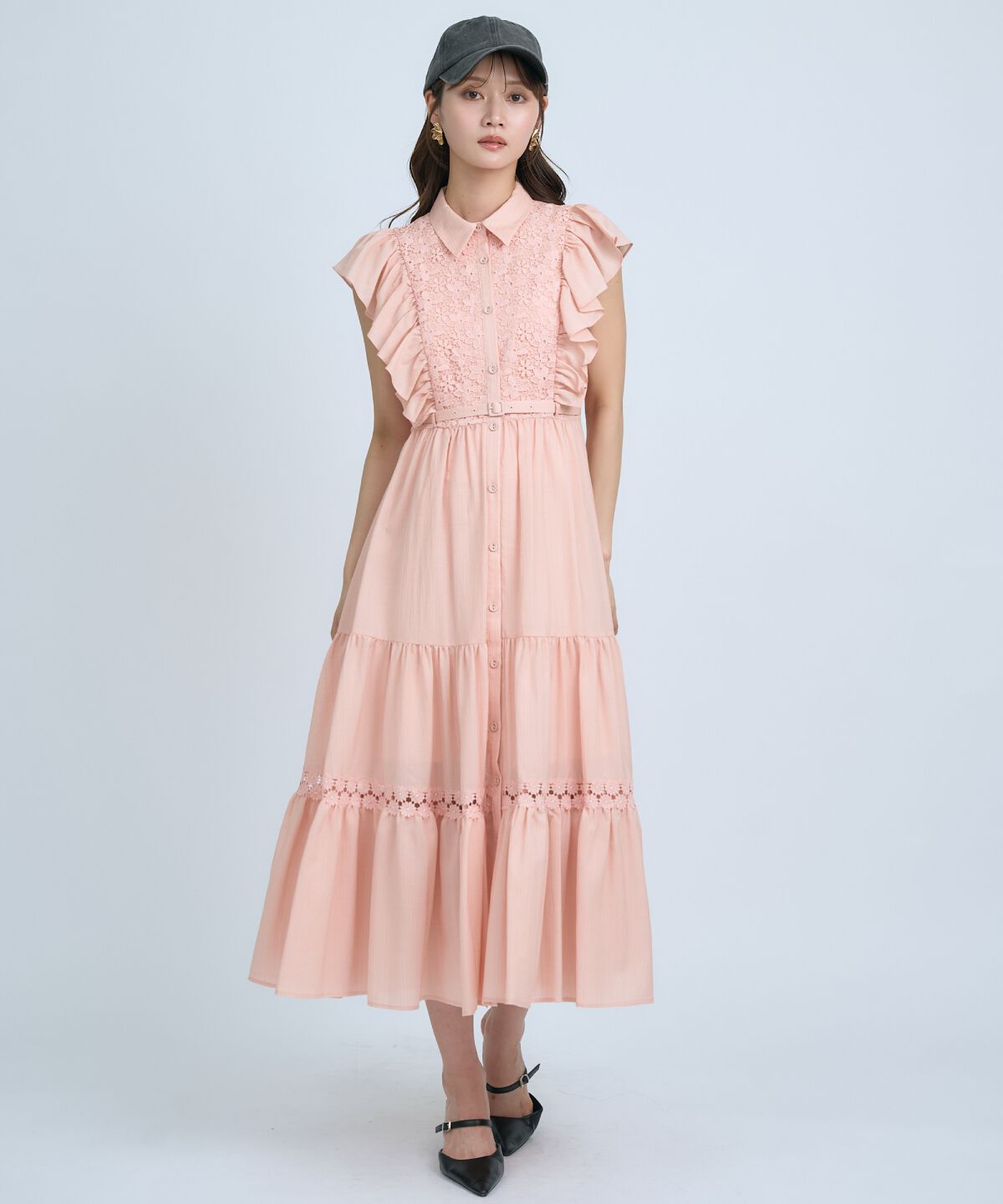 アンドクチュール「レースフリルシャツワンピース」|ワンピース|