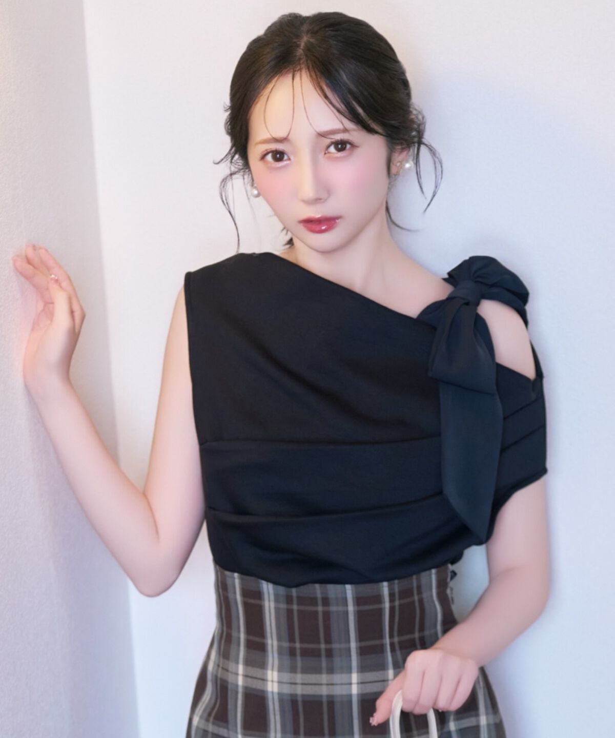 WILLSELECTION「リボンショルダードレープカットトップス」|Tシャツ・カットソー|ブラック