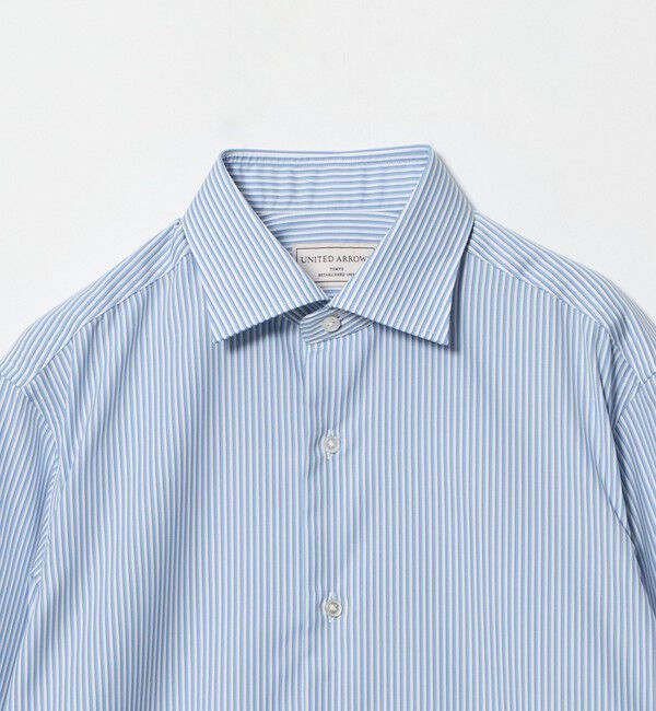 UNITED ARROWS「イージーケア AG ブルーストライプ セミワイドカラーシャツ 抗菌防臭」|シャツ・ブラウス|