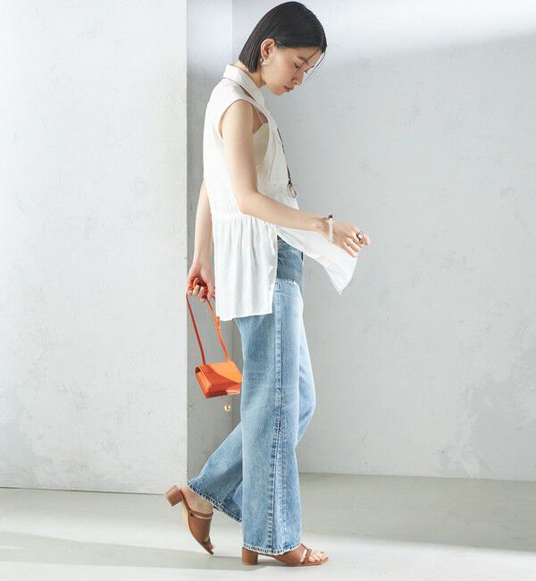 SHIPS for women「〈手洗い可能〉IMPERIAL LINEN Wポケット ノースリーブ シャツ」|シャツ・ブラウス|