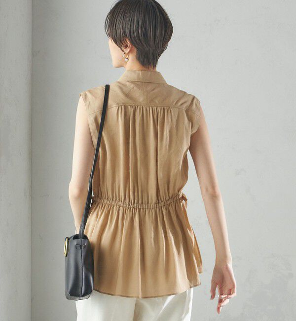 SHIPS for women「〈手洗い可能〉IMPERIAL LINEN Wポケット ノースリーブ シャツ」|シャツ・ブラウス|